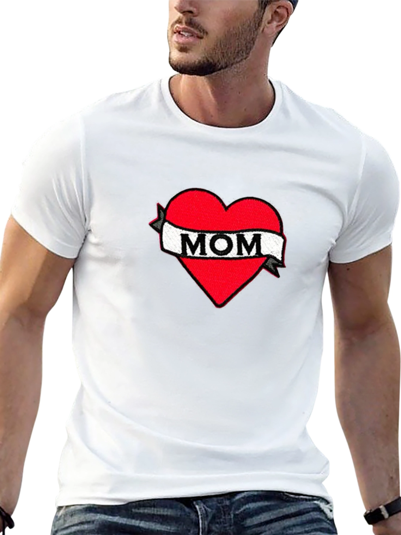 Mom Heart Tattoo Graphic Black T-Shirt