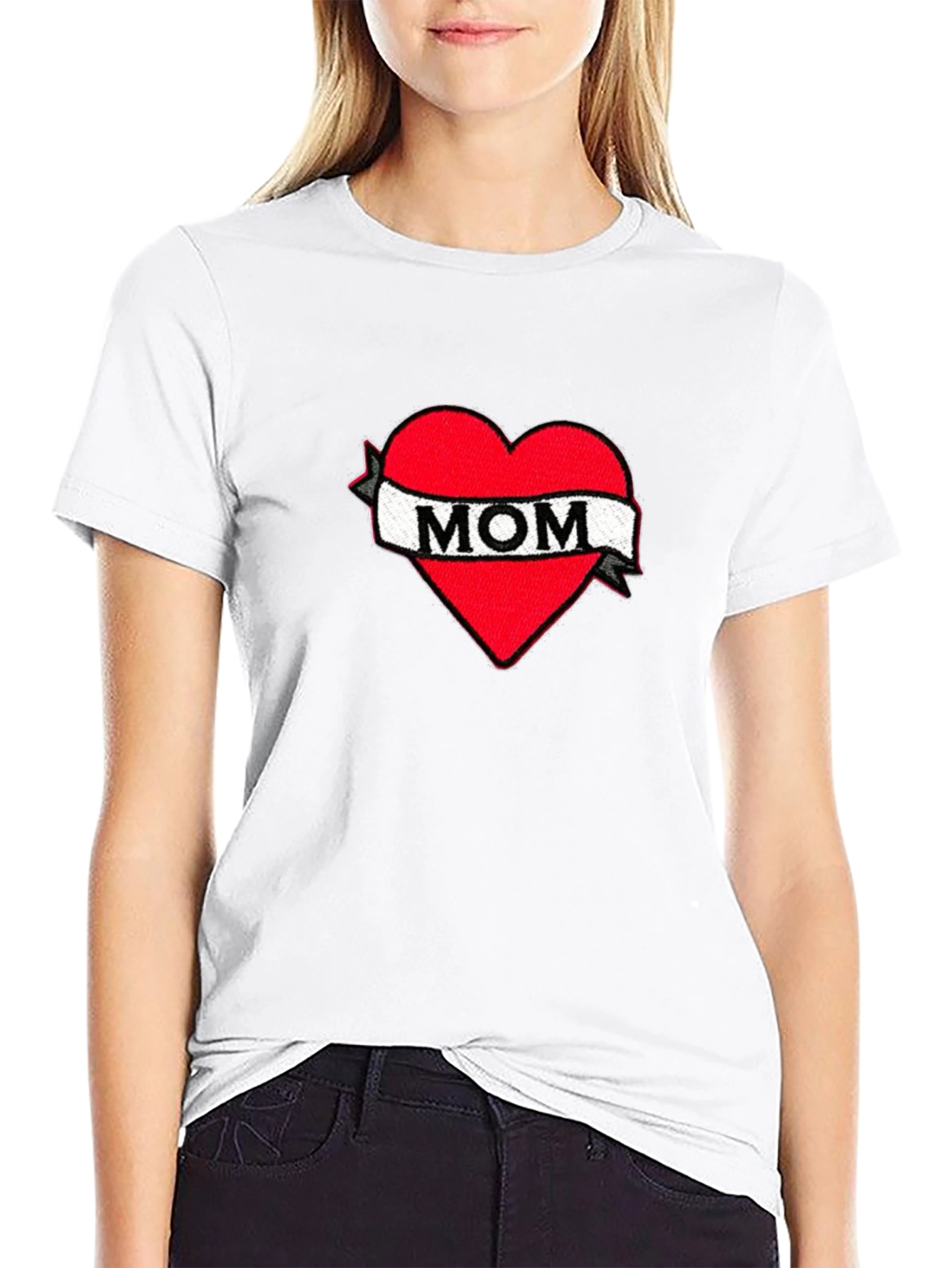 Mom Heart Tattoo Graphic Black T-Shirt