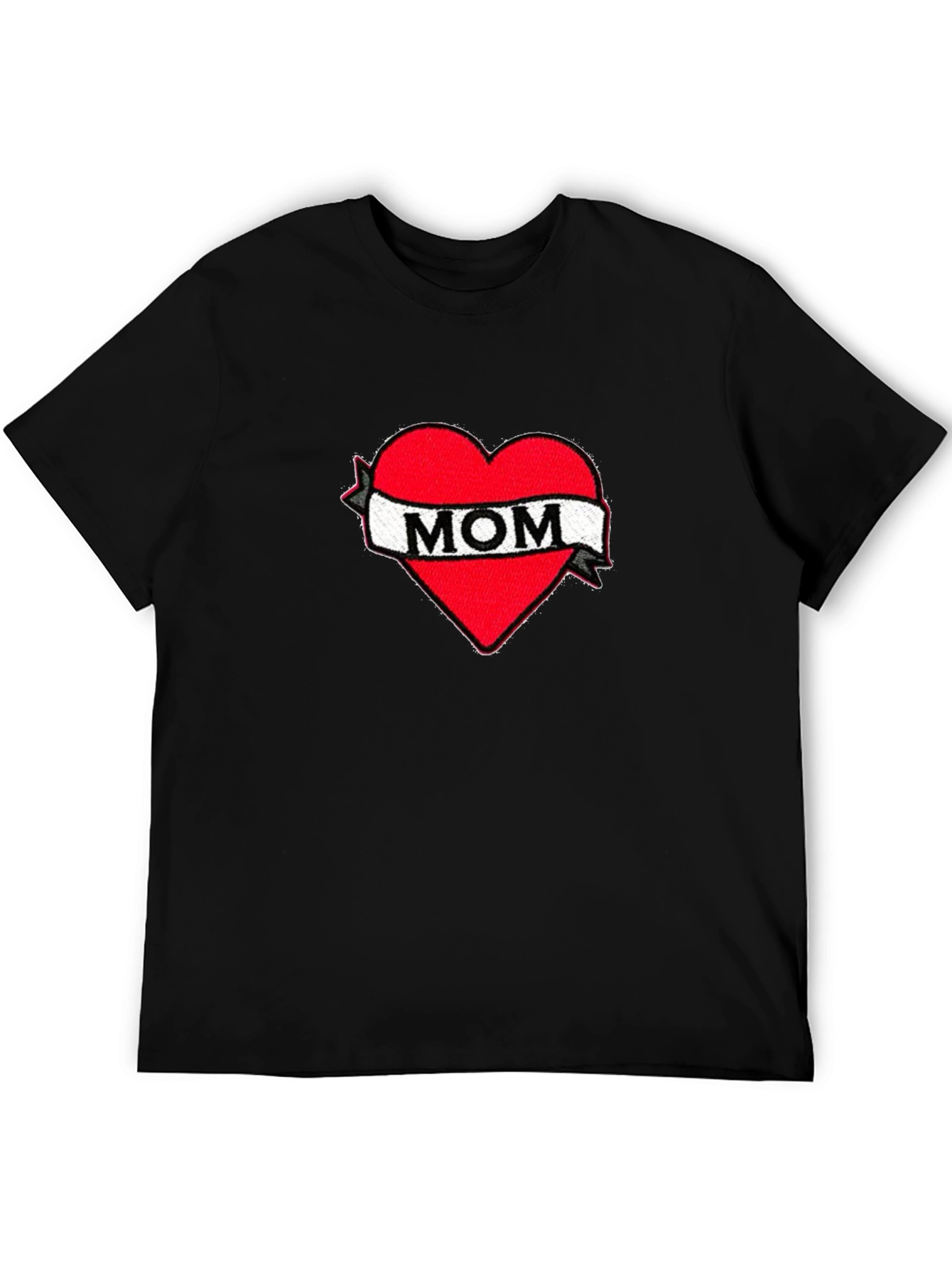 Mom Heart Tattoo Graphic Black T-Shirt