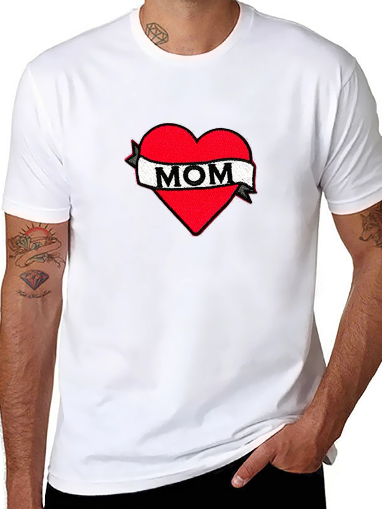 Mom Heart Tattoo Graphic Black T-Shirt