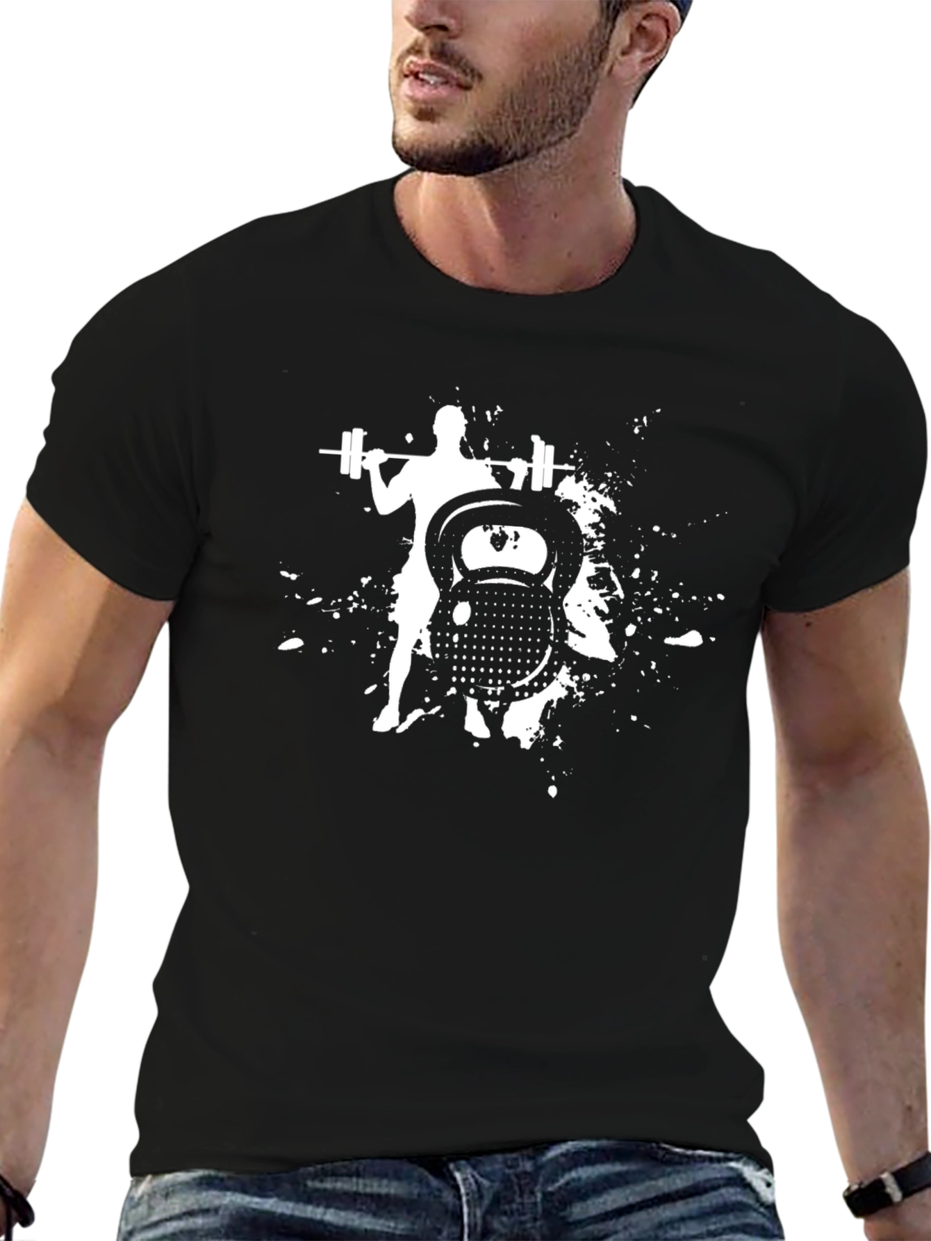 Mens Black Workout Graphic Tee