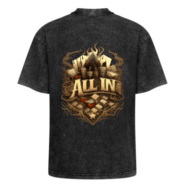 Unisex Black Cotton T-Shirt – Bold “ALL IN” Back Print, Street Style Graphic, Soft & Durable