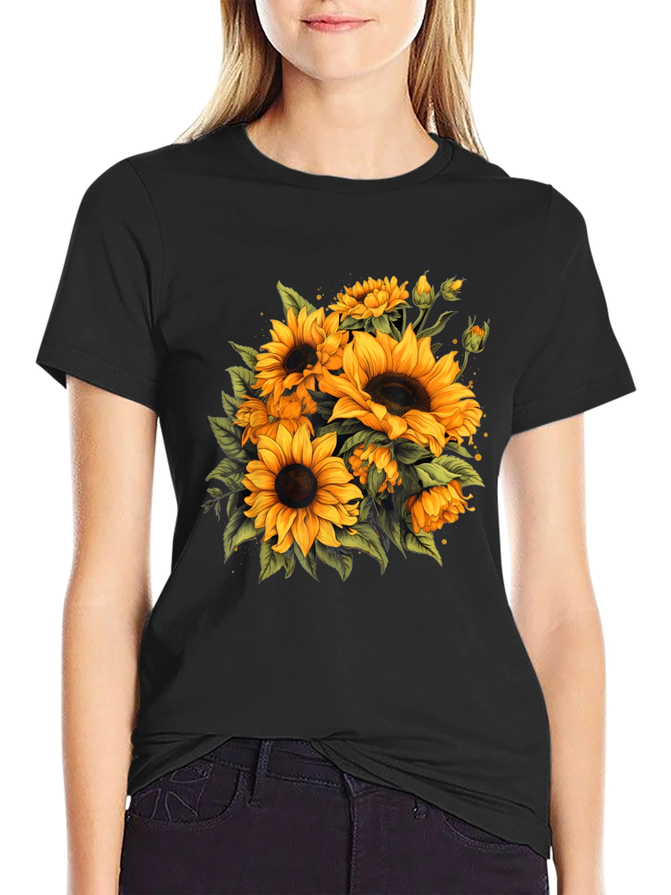 Sunflower Graphic Black T-Shirt