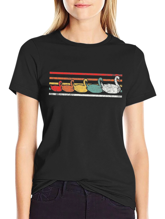 Retro Swan Graphic T-Shirt - Vintage Style