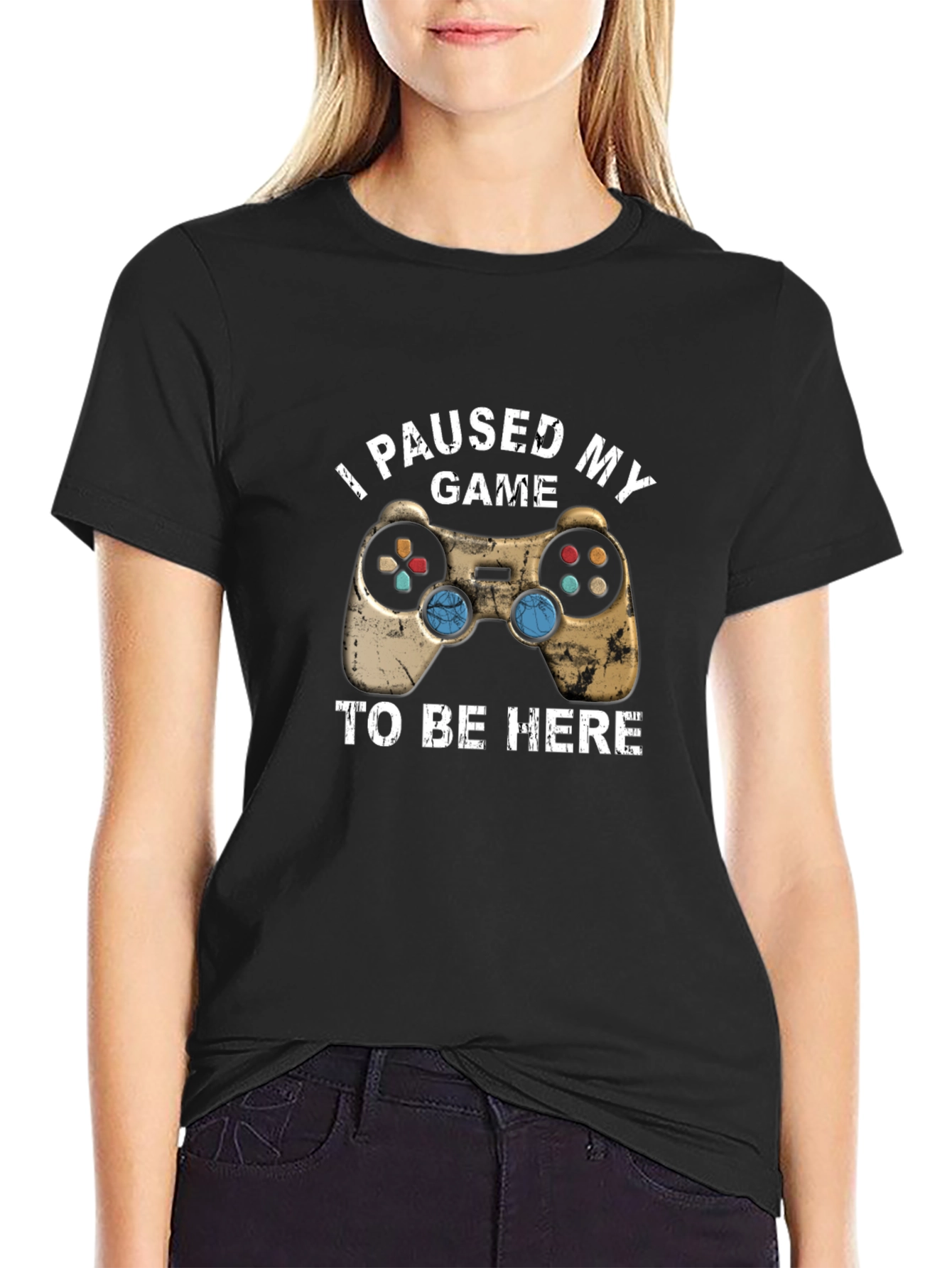 I Paused My Game To Be Here Black T-Shirt