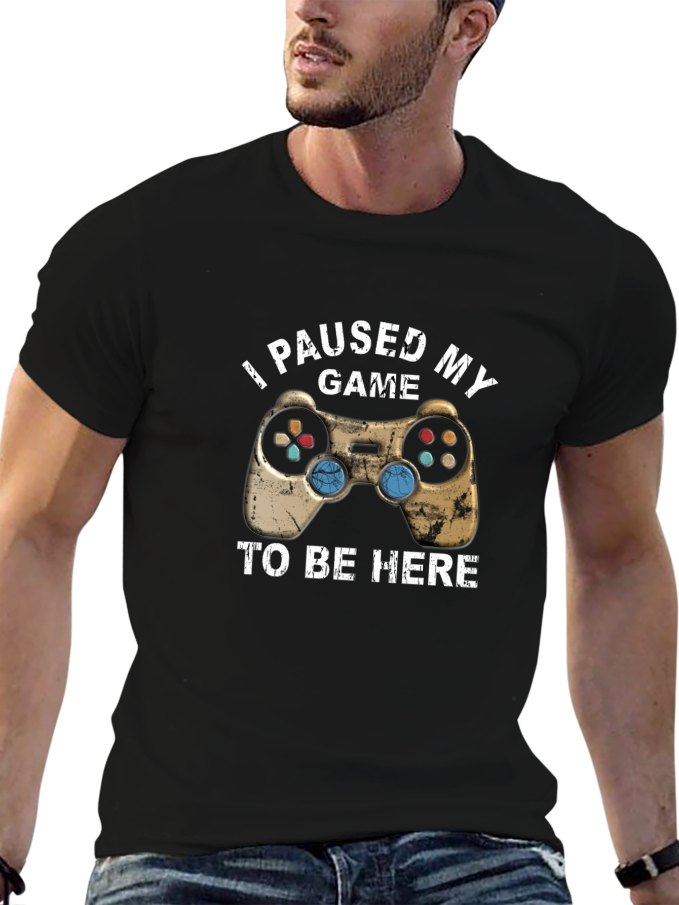 I Paused My Game To Be Here Black T-Shirt