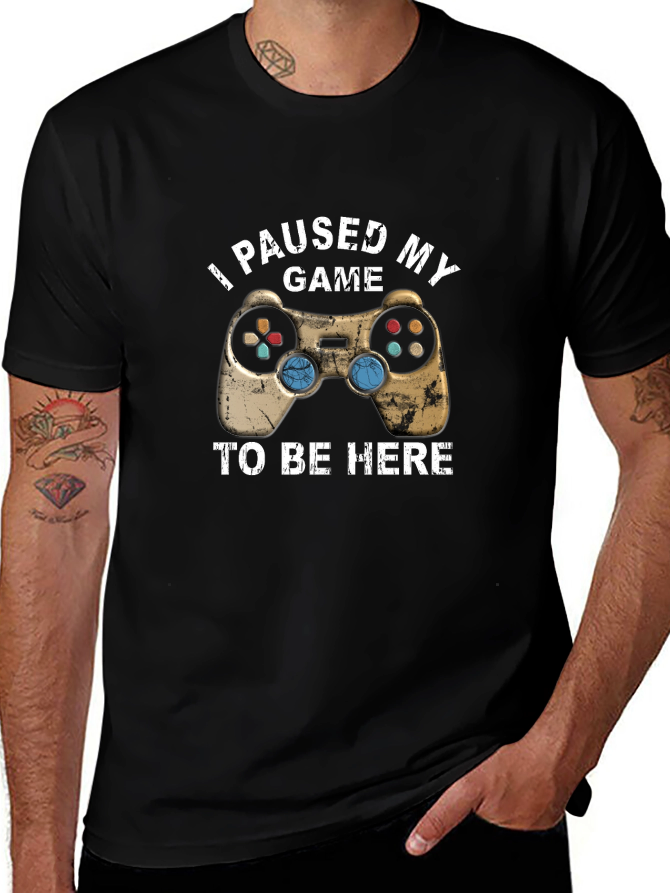 I Paused My Game To Be Here Black T-Shirt