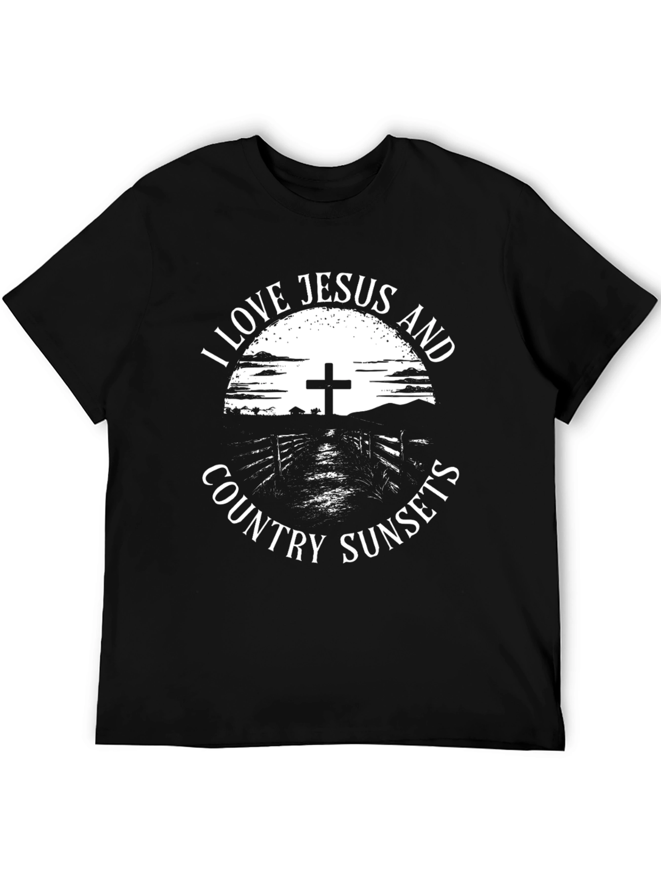 I Love Jesus and Country Sunsets Graphic Tee