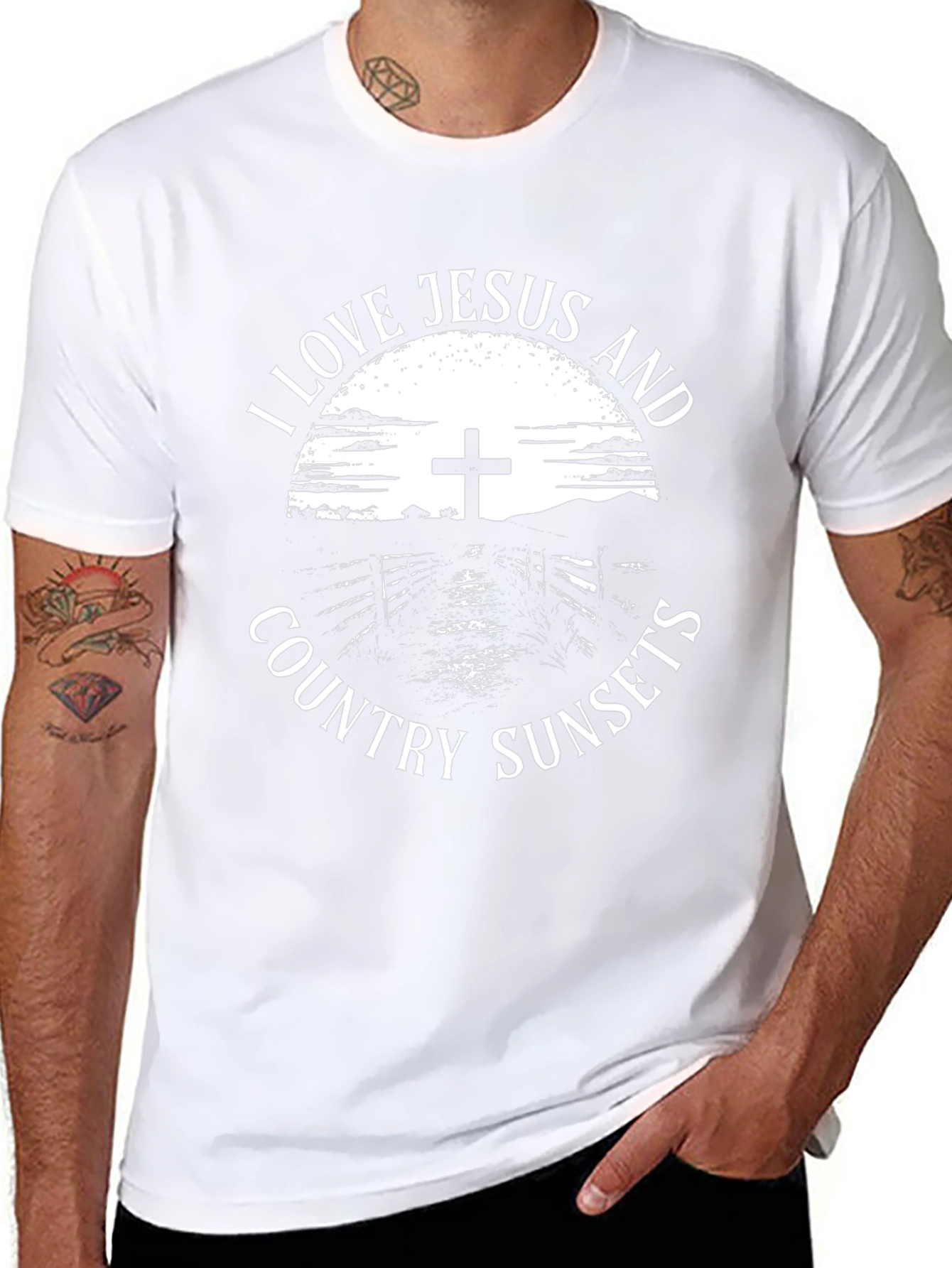 I Love Jesus and Country Sunsets Graphic Tee