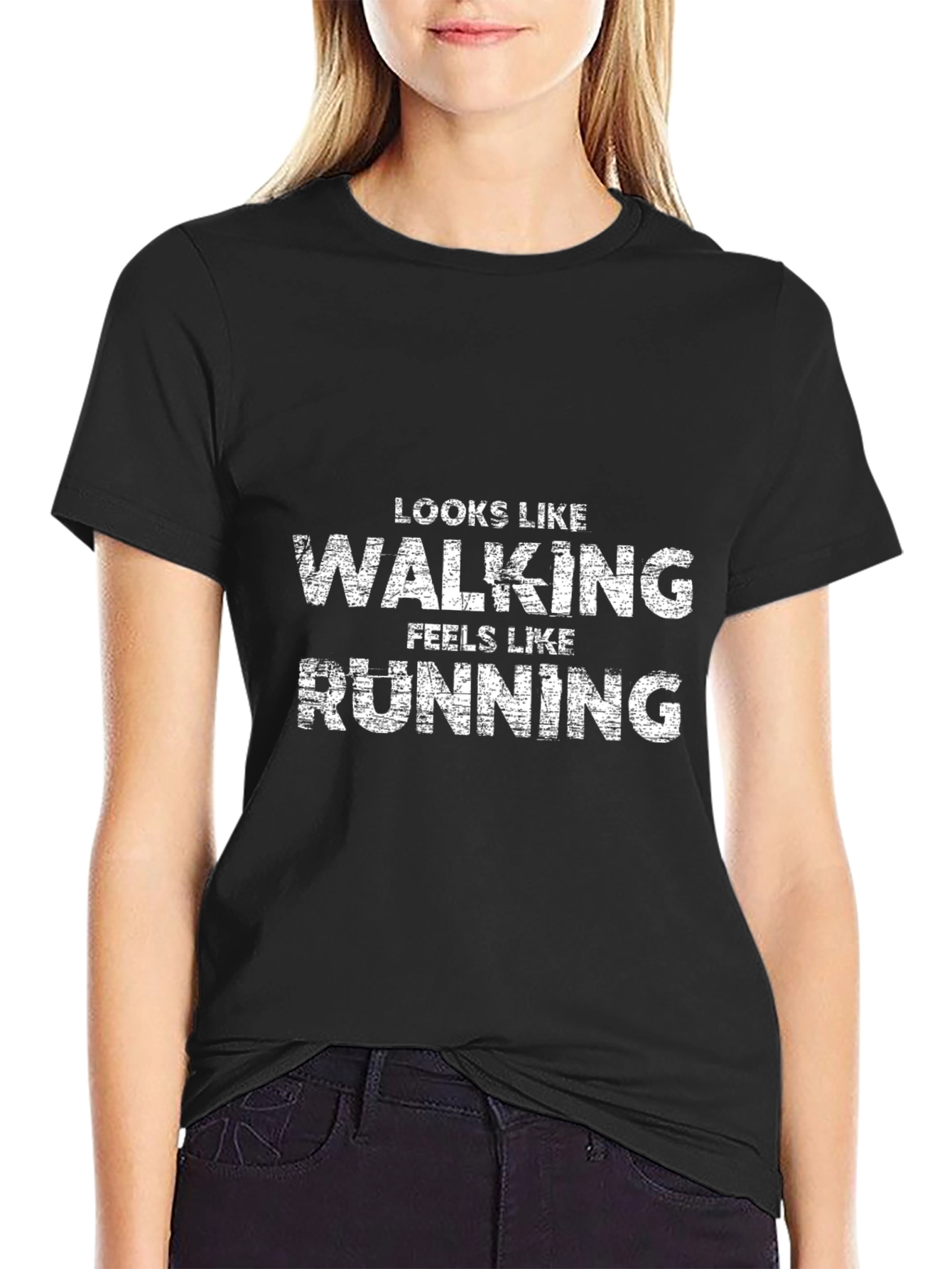 Funny Walking Feels Like Running Black T-Shirt