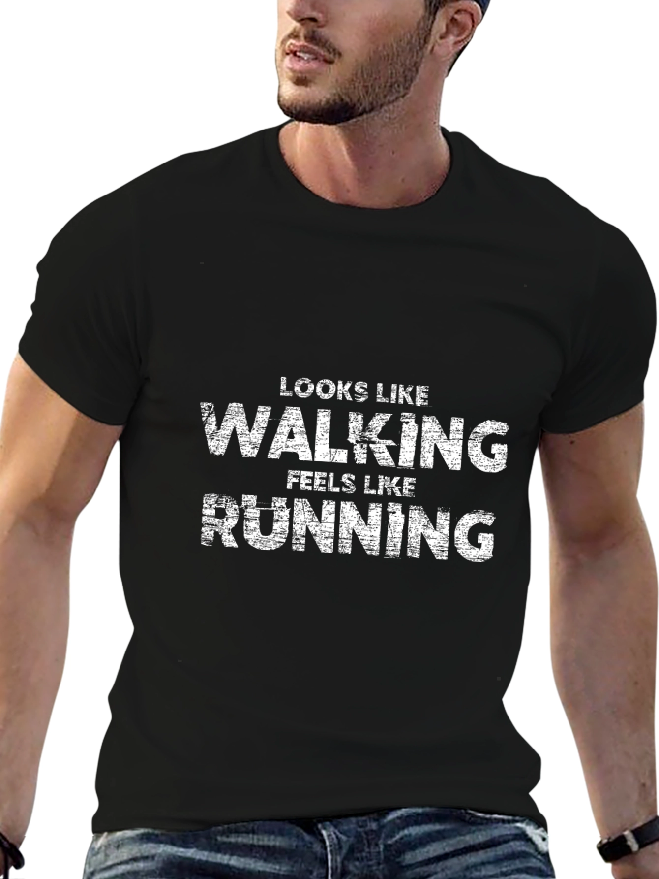Funny Walking Feels Like Running Black T-Shirt