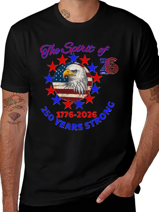 Patriotic 250 Years Strong Eagle Graphic T-Shirt