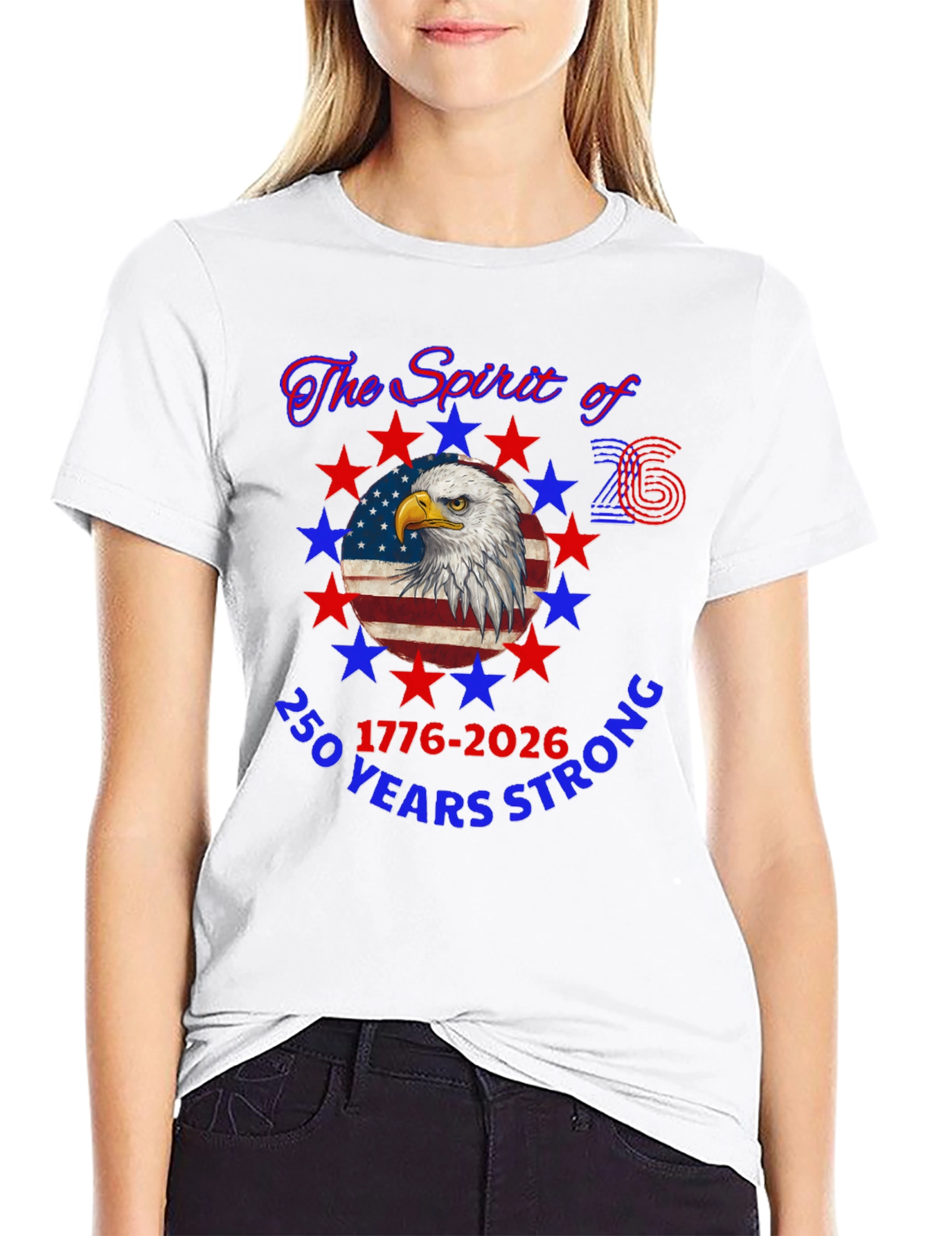 Patriotic 250 Years Strong Eagle Graphic T-Shirt