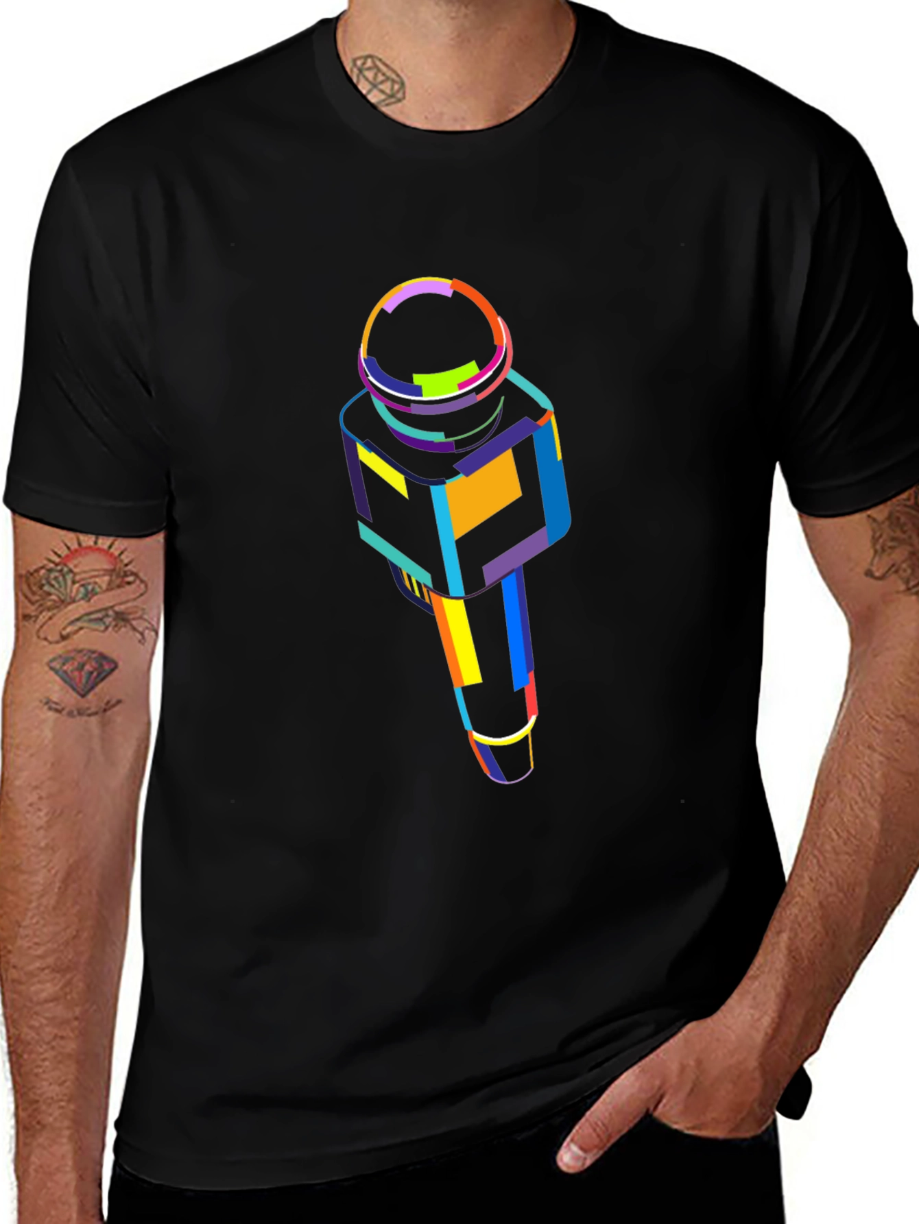 Abstract Microphone Graphic Tee - Bold Style