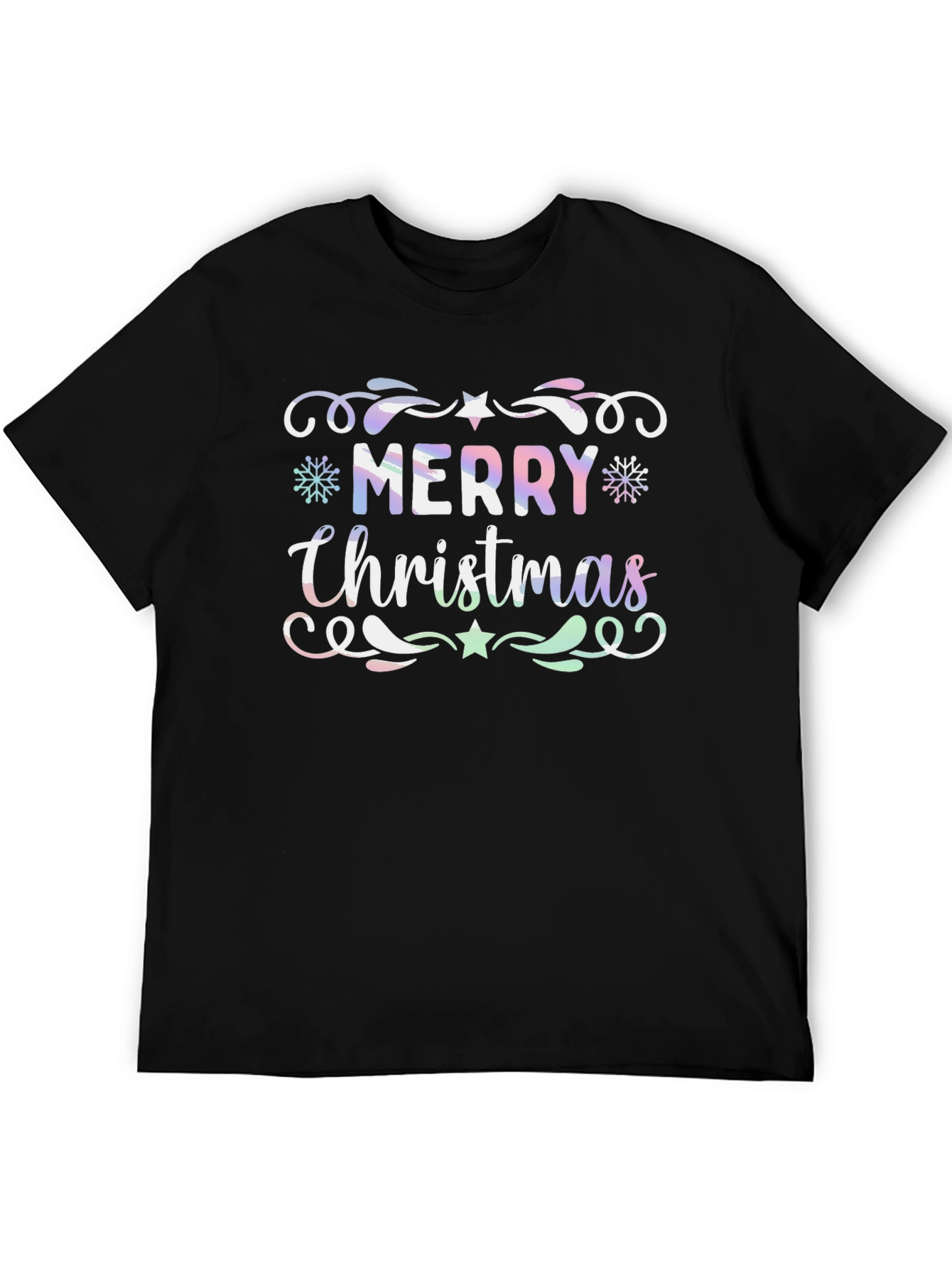 Merry Christmas Graphic Print Crew Neck T-Shirt