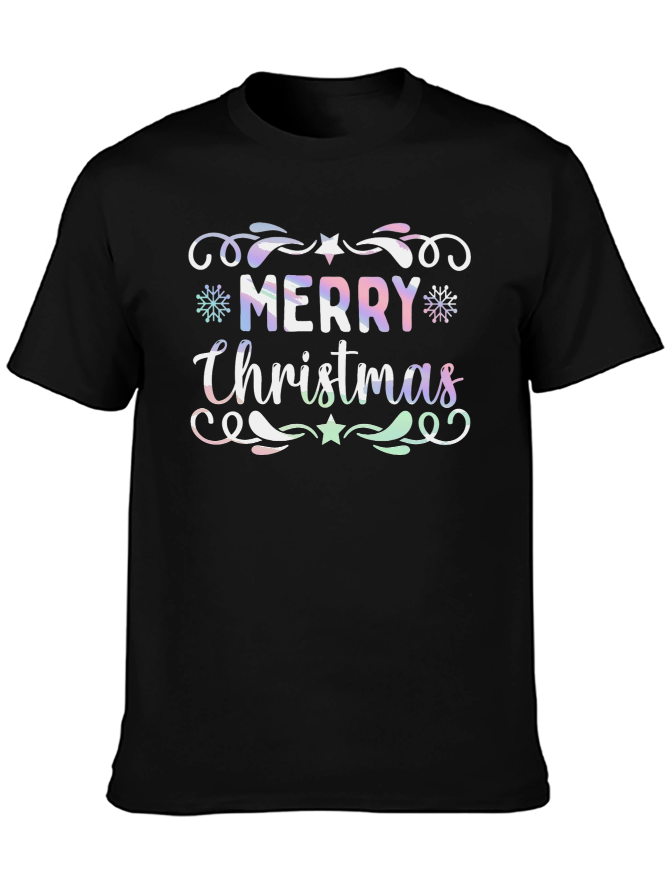 Merry Christmas Graphic Print Crew Neck T-Shirt