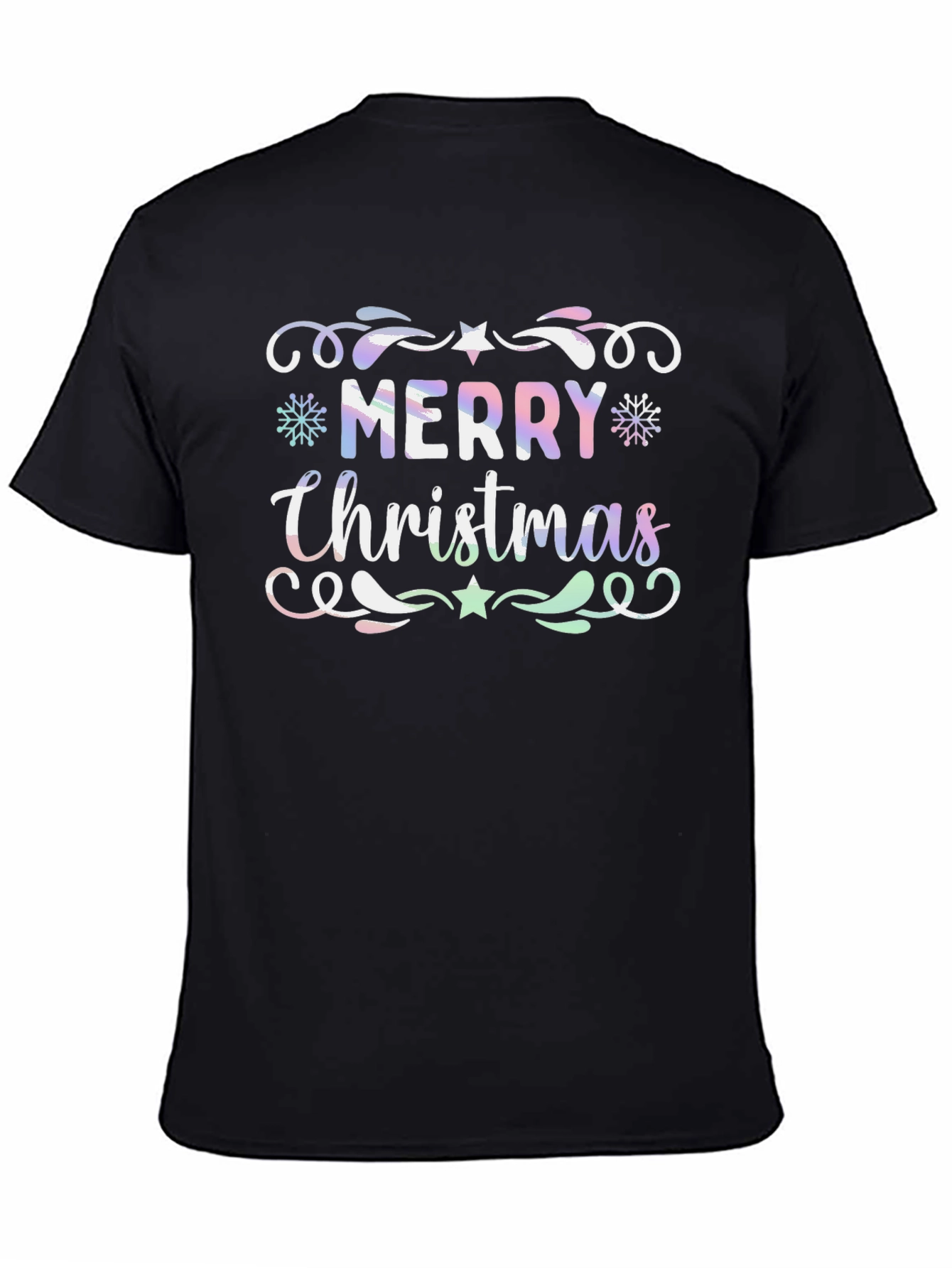 Merry Christmas Graphic Print Crew Neck T-Shirt