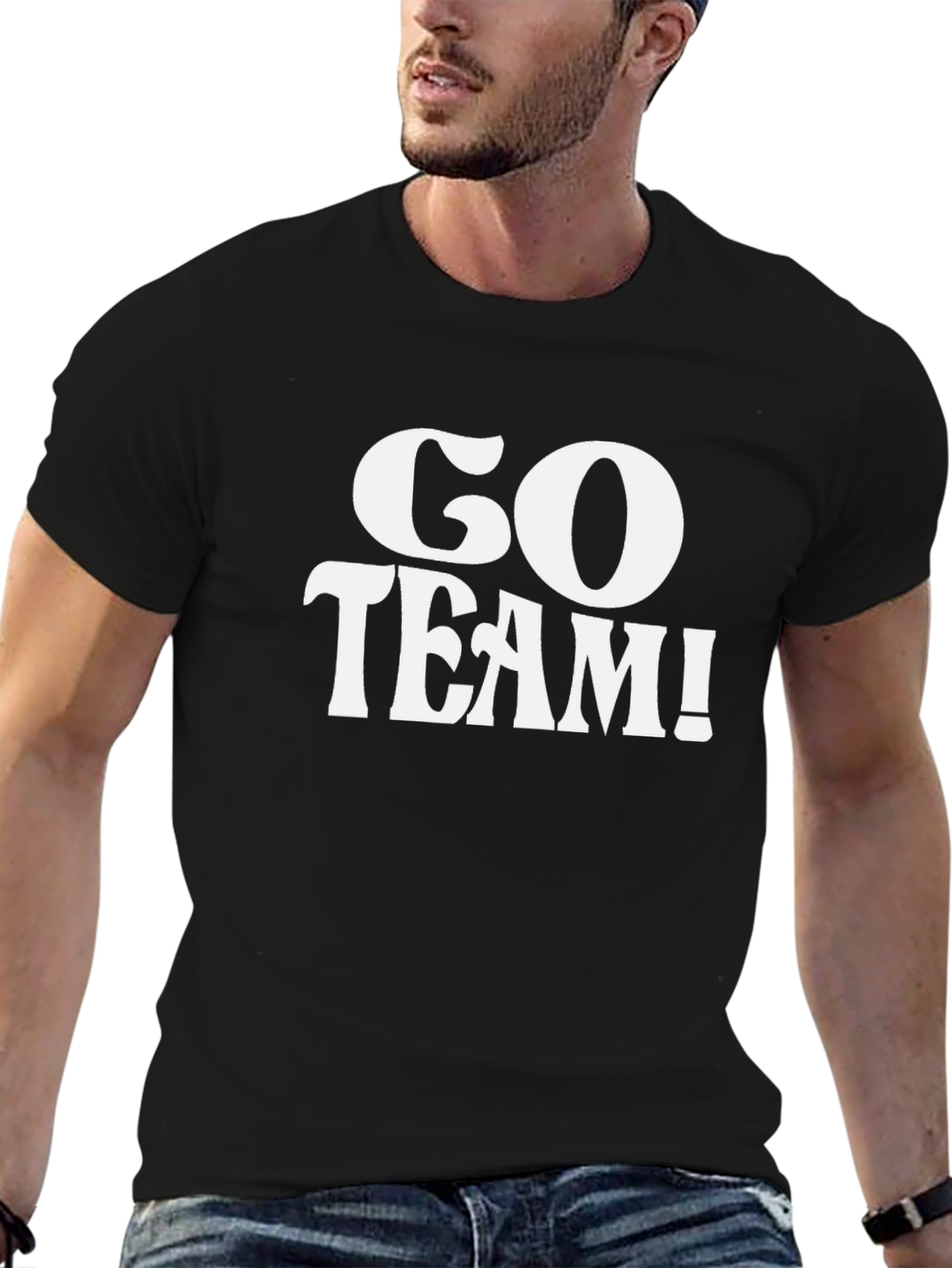 Go Team! Graphic Tee - Black Cotton T-Shirt