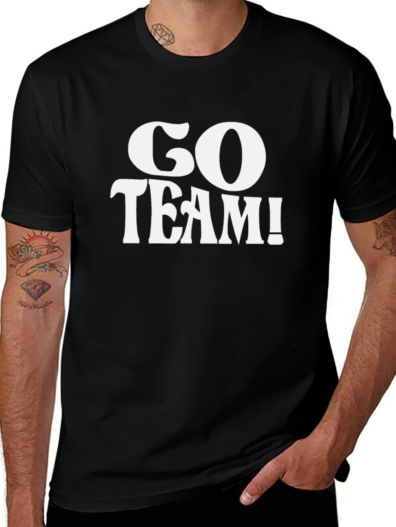 Go Team! Graphic Tee - Black Cotton T-Shirt