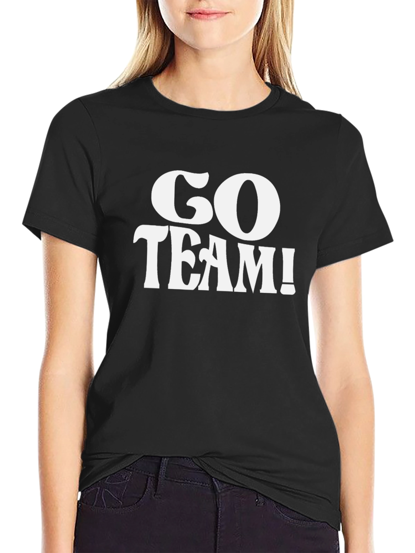 Go Team! Graphic Tee - Black Cotton T-Shirt