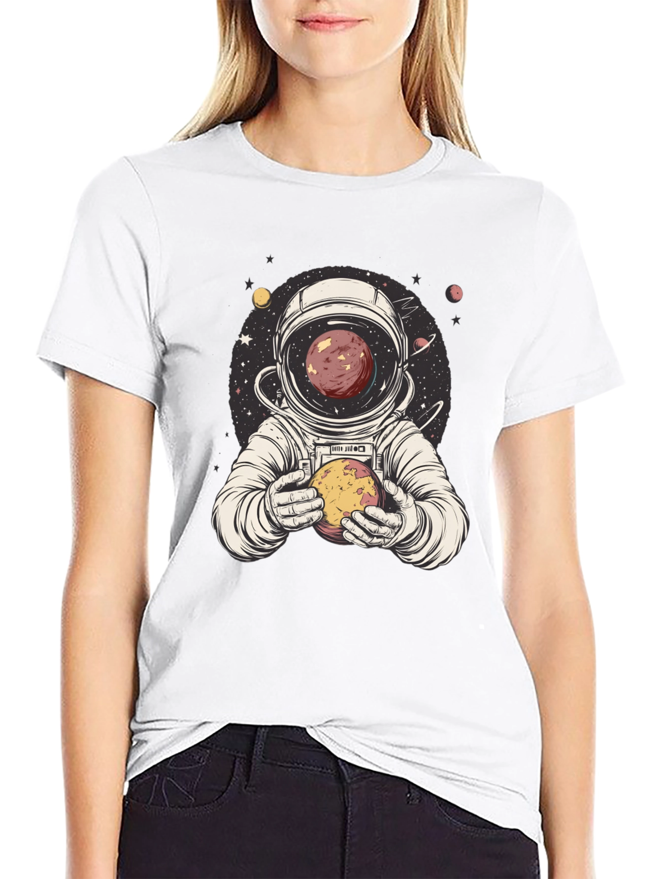 Astronaut Planet Graphic Tee - Unique Space Design