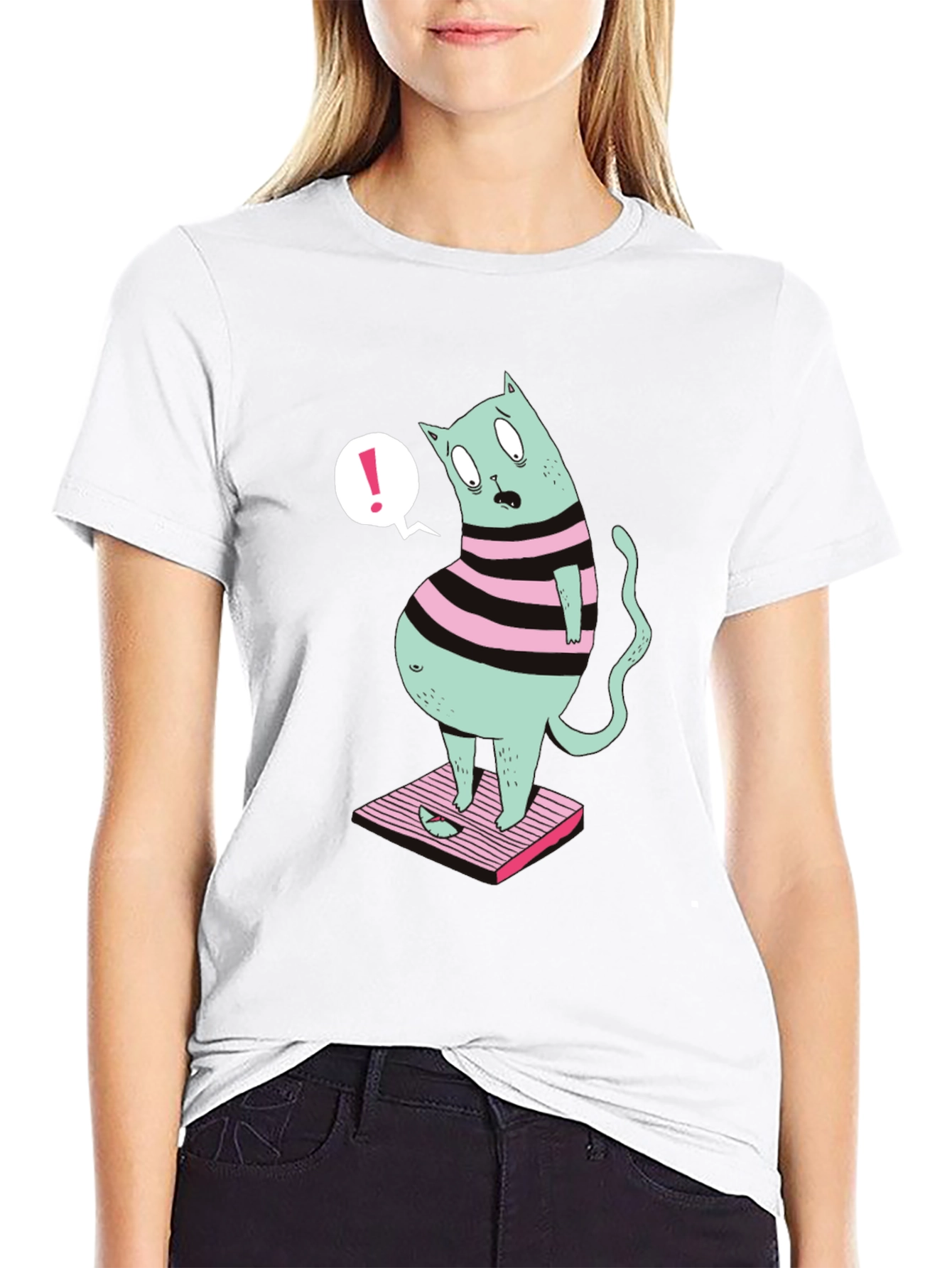 Funny Cat on Scale Graphic T-Shirt