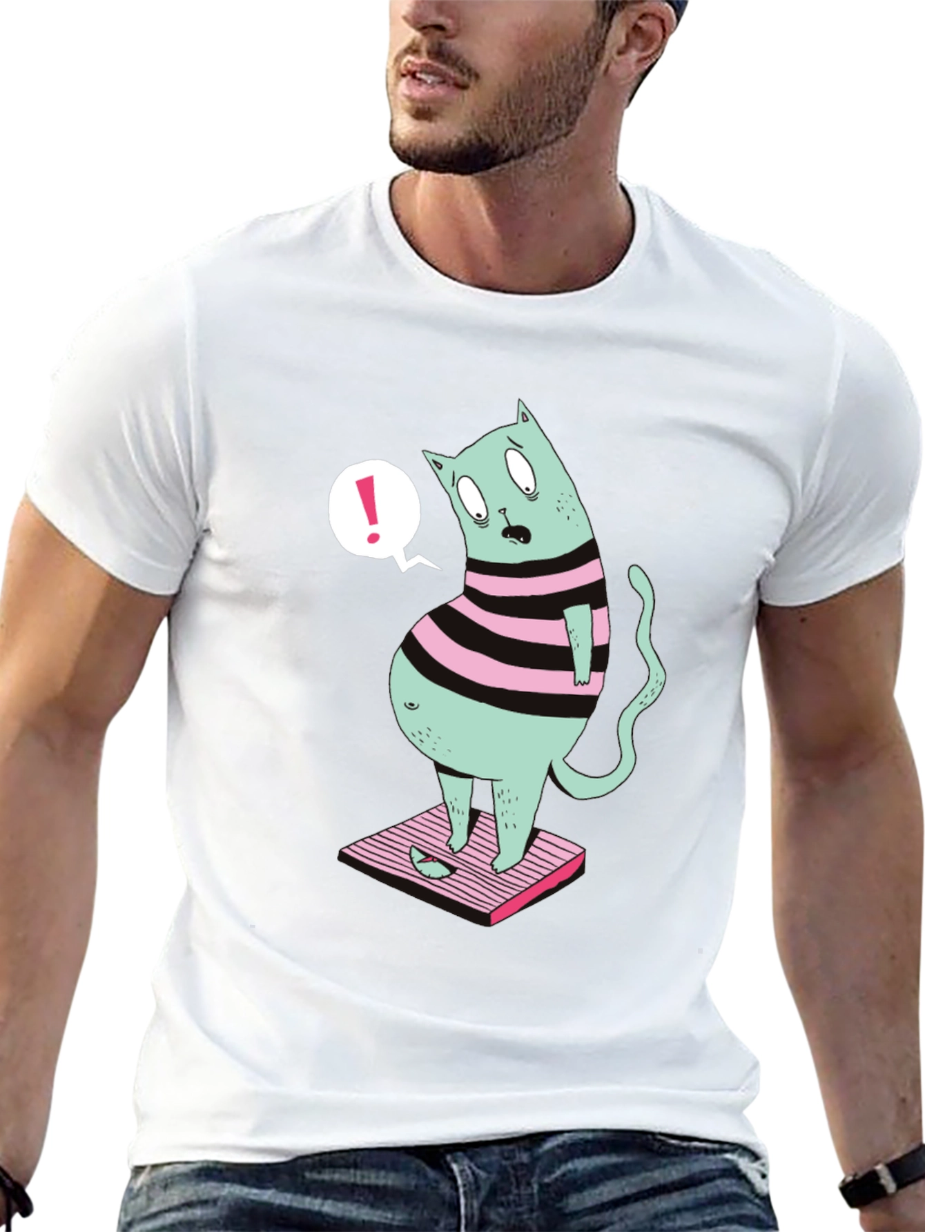 Funny Cat on Scale Graphic T-Shirt