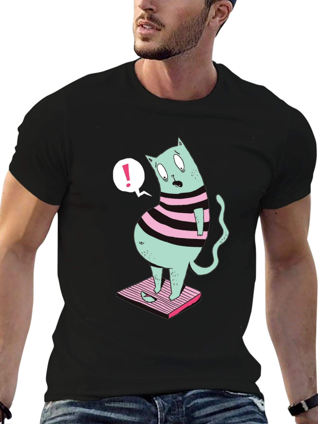 Funny Cat on Scale Graphic T-Shirt
