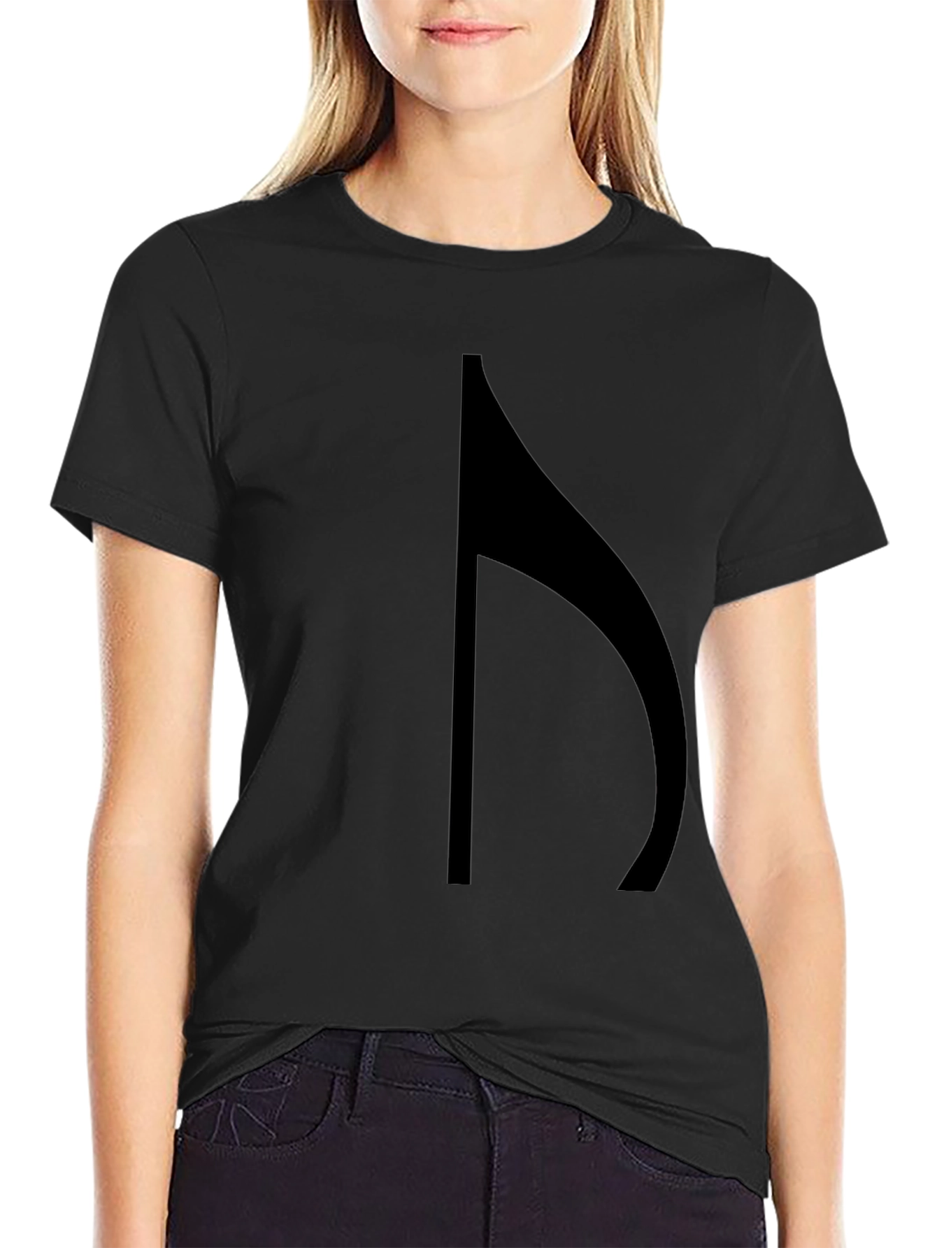 Minimalist Black T-Shirt with Music Note Design