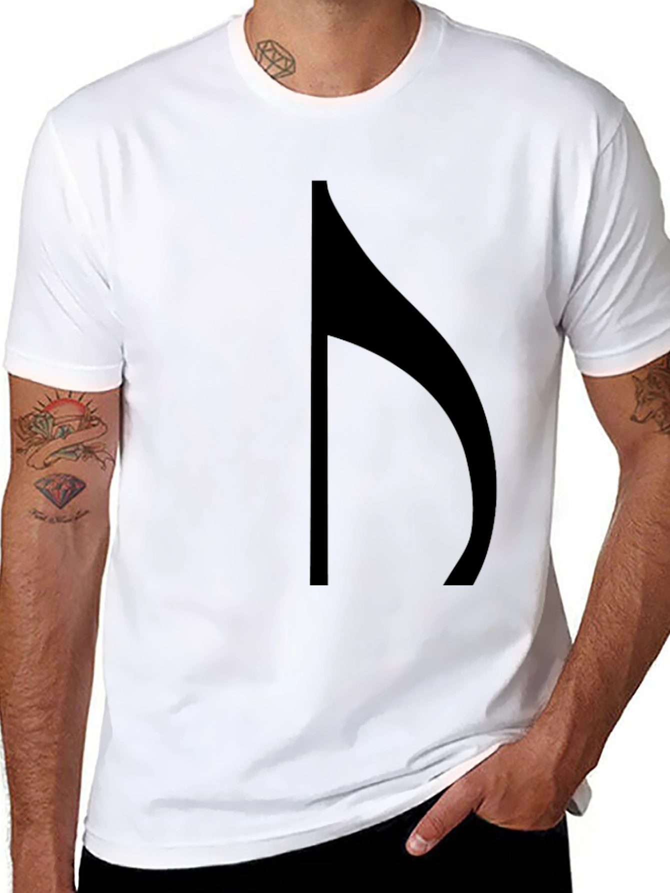 Minimalist Black T-Shirt with Music Note Design