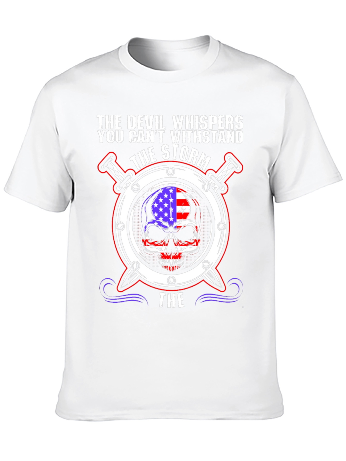 The Devil Whispers T-Shirt: Storm Skull Design