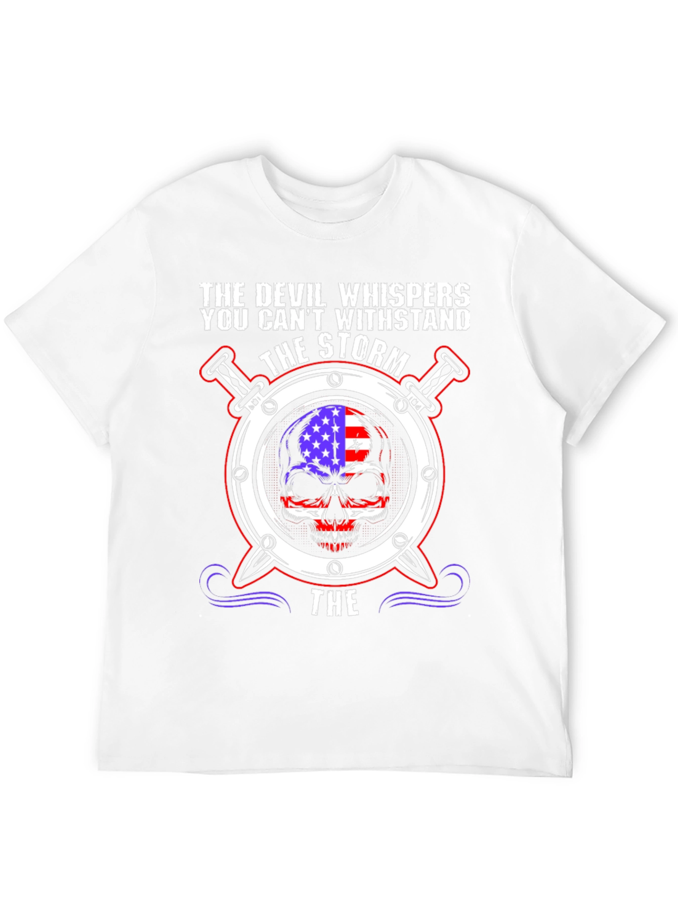 The Devil Whispers T-Shirt: Storm Skull Design