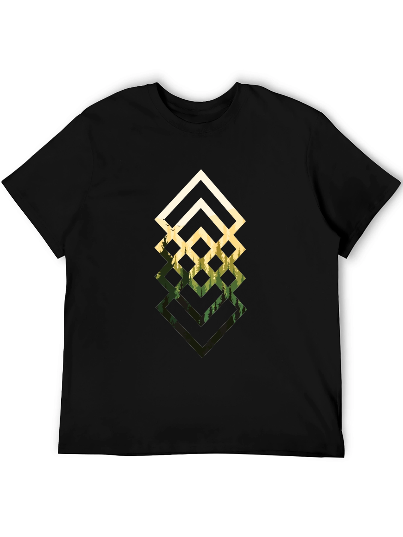 Geometric Forest Black T-Shirt