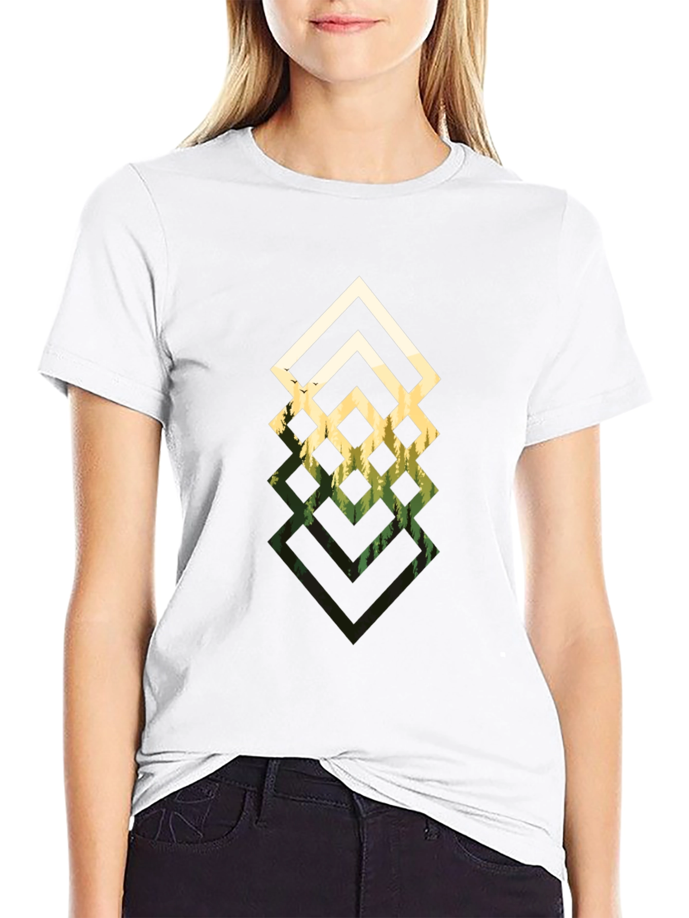 Geometric Forest Black T-Shirt