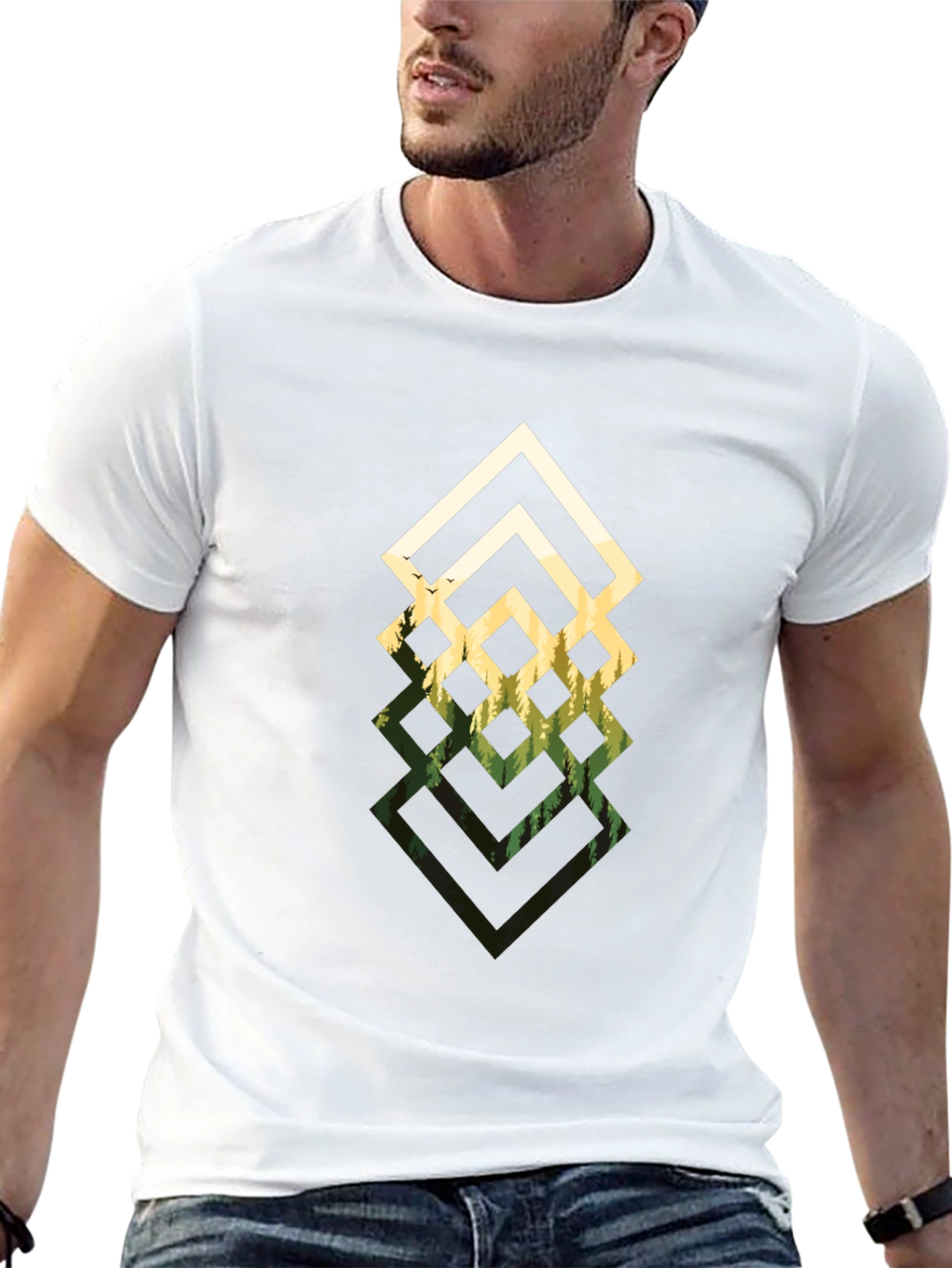 Geometric Forest Black T-Shirt