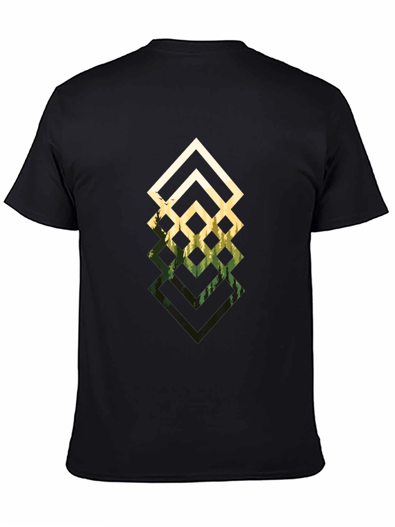 Geometric Forest Black T-Shirt