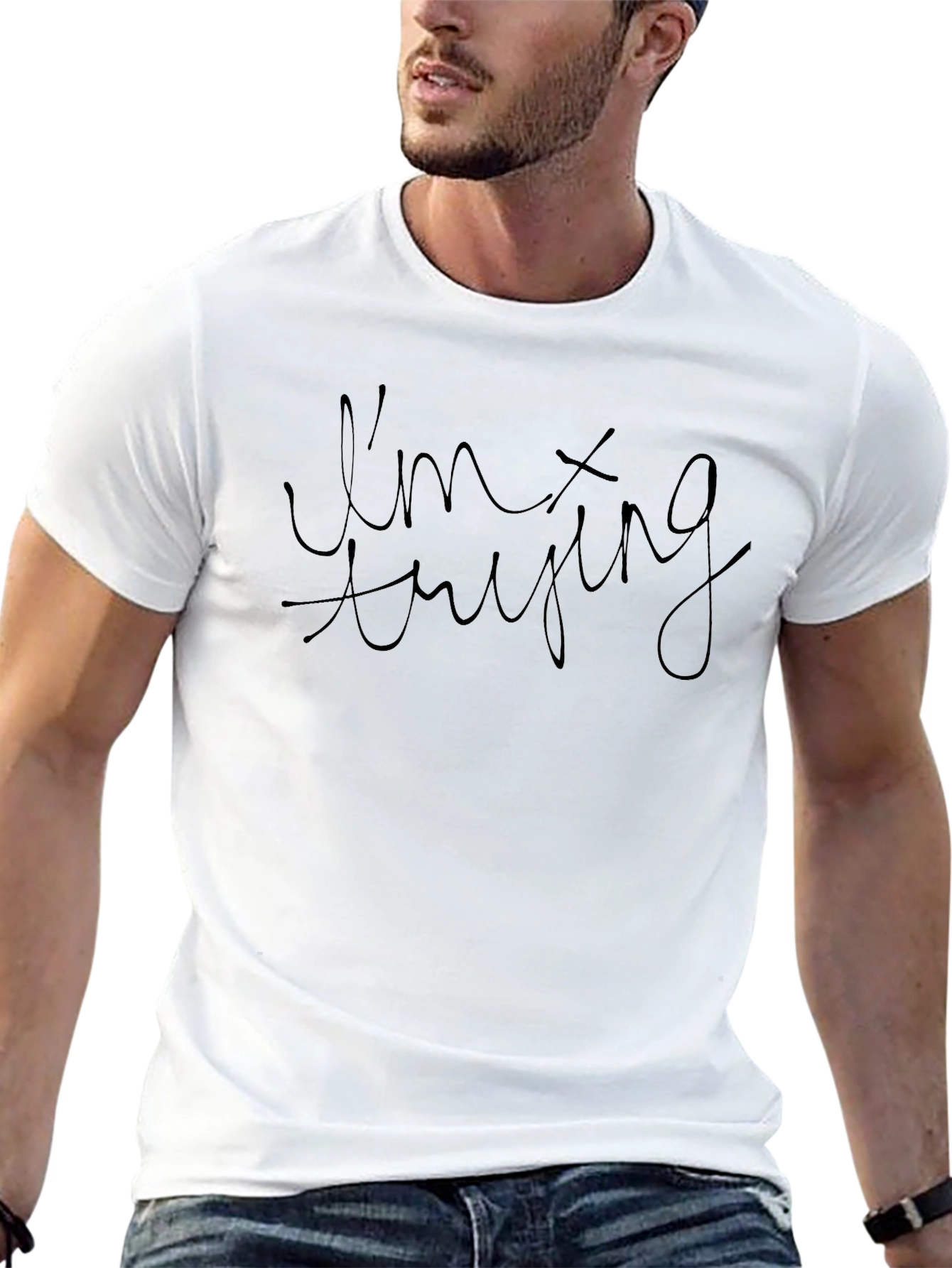 Im Trying Black Graphic T-Shirt