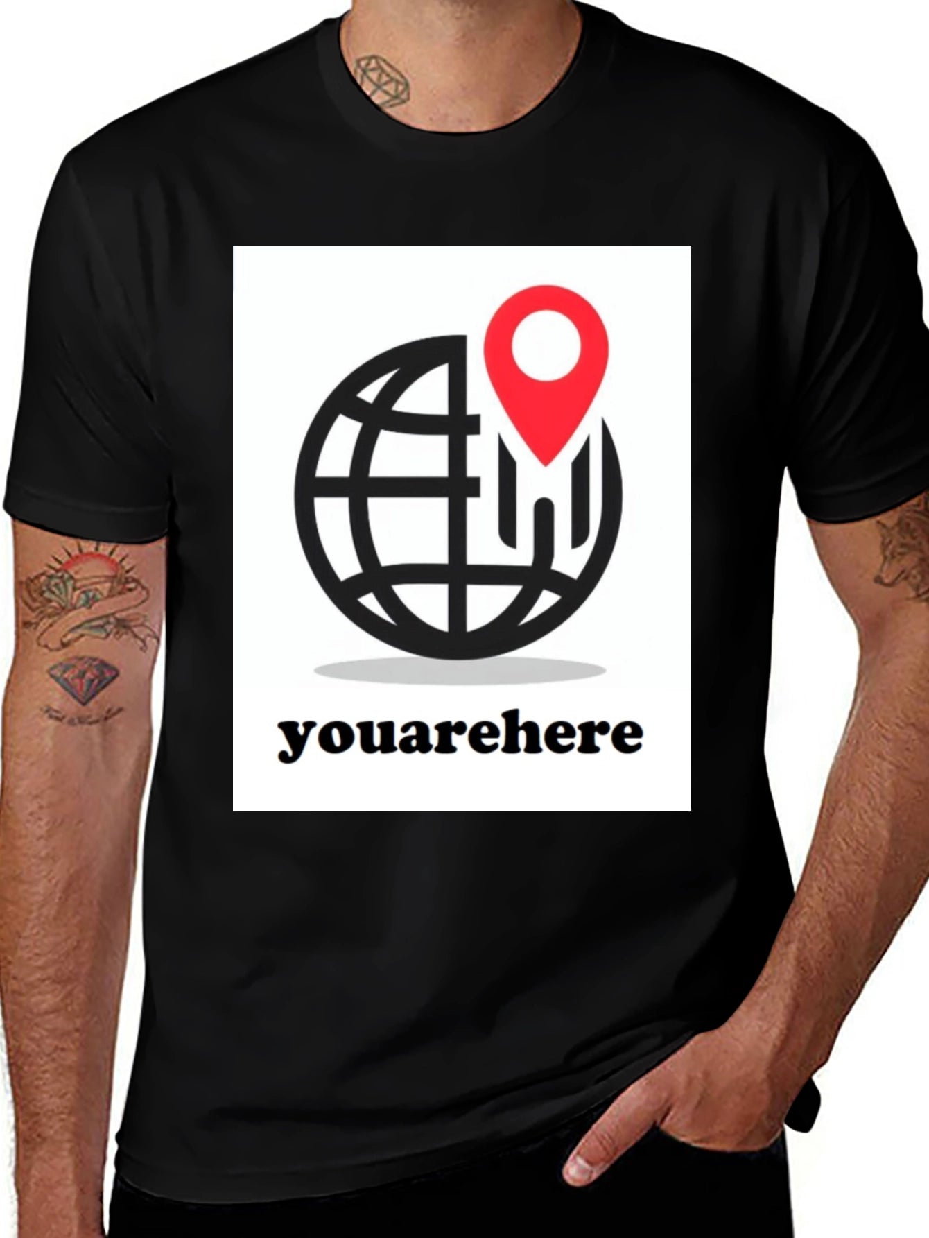 You Are Here T-Shirt - Globe and Location Pin