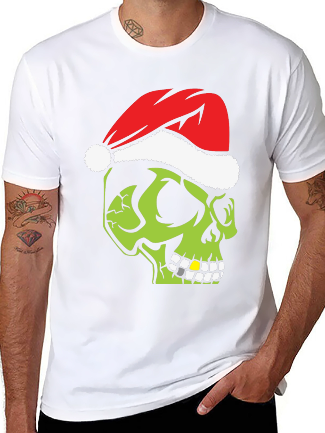 Grinch Skull Christmas T-Shirt - Holiday Humor