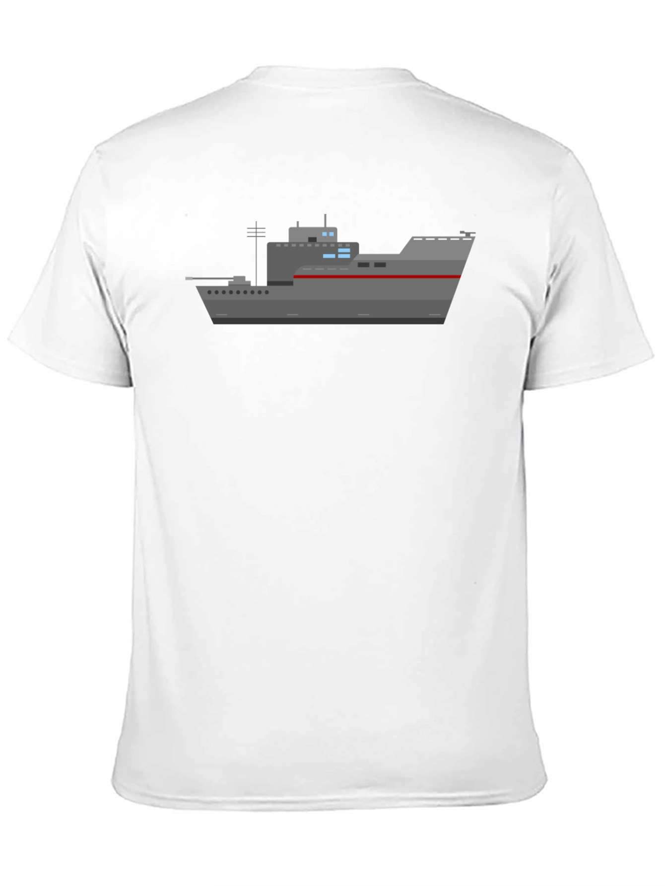 Naval Ship Graphic T-Shirt - Black Crew Neck Tee