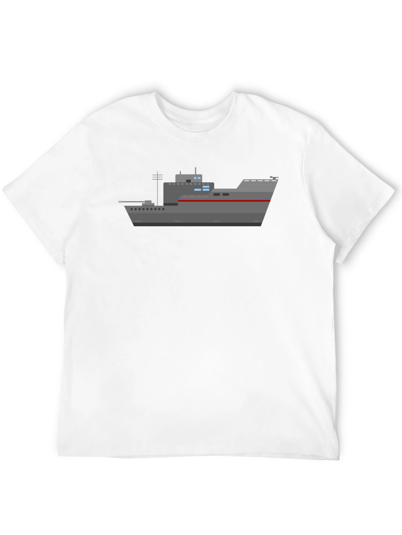Naval Ship Graphic T-Shirt - Black Crew Neck Tee