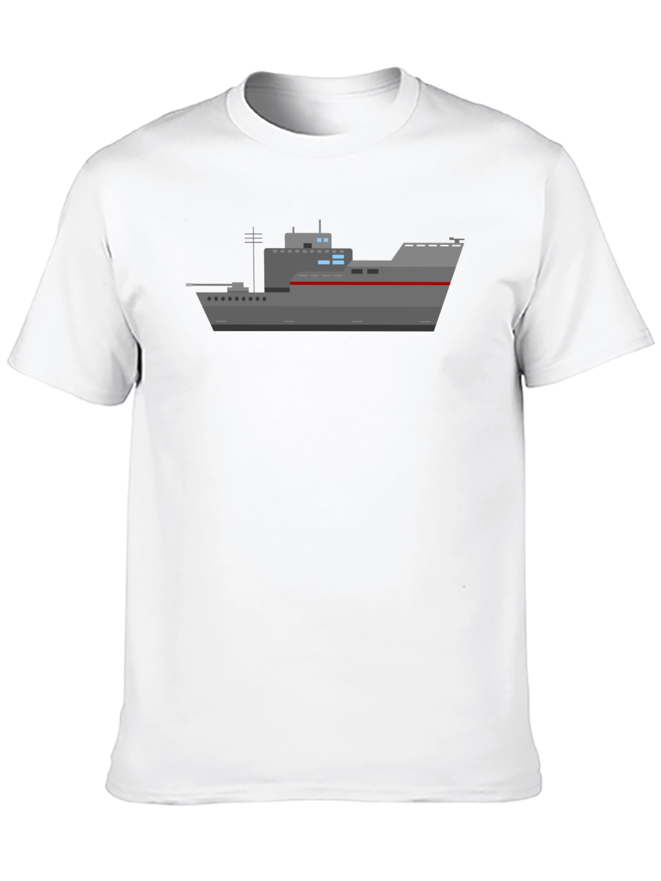 Naval Ship Graphic T-Shirt - Black Crew Neck Tee