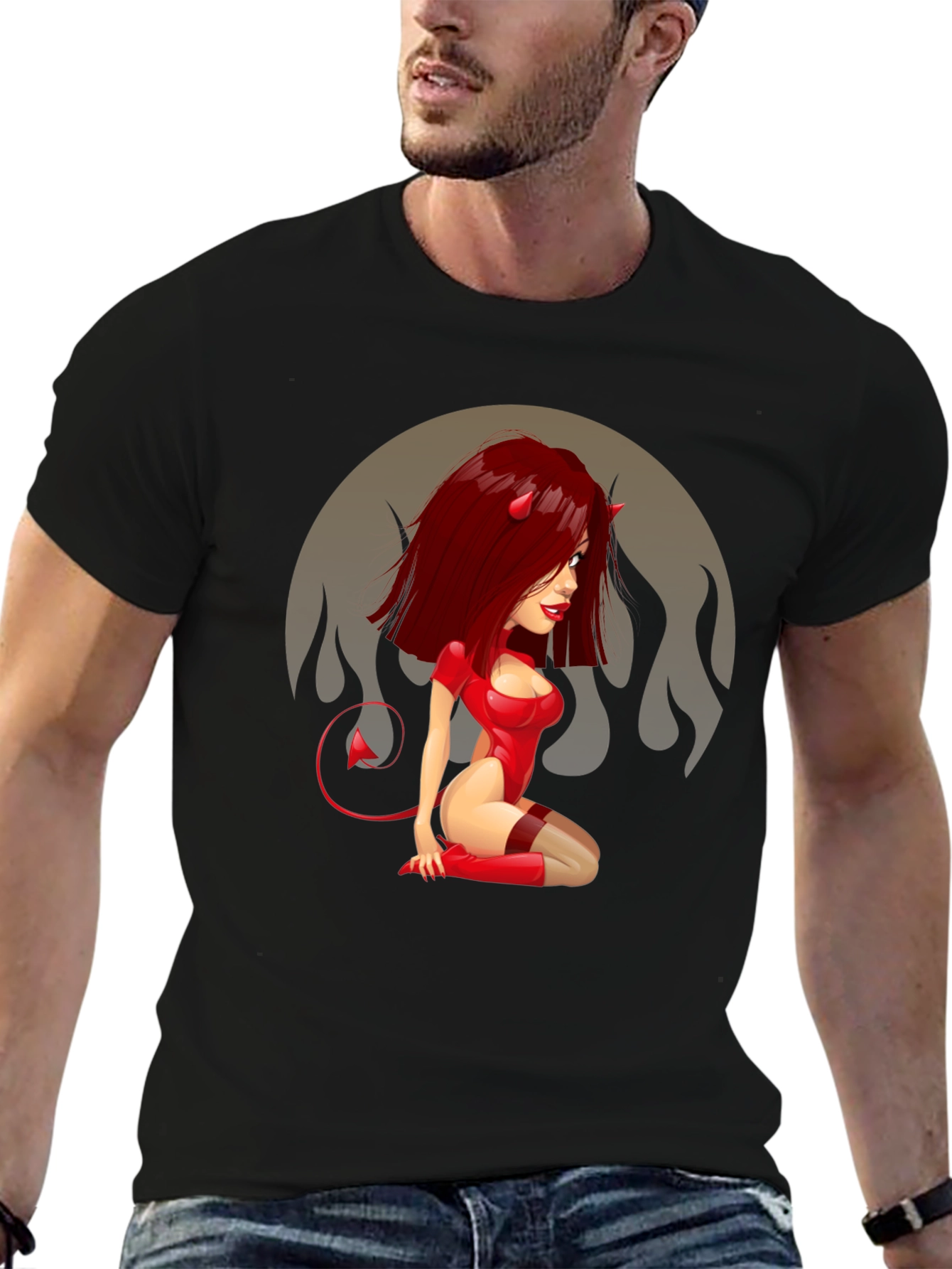 Devil Girl Graphic Tee - Mens Black T-Shirt