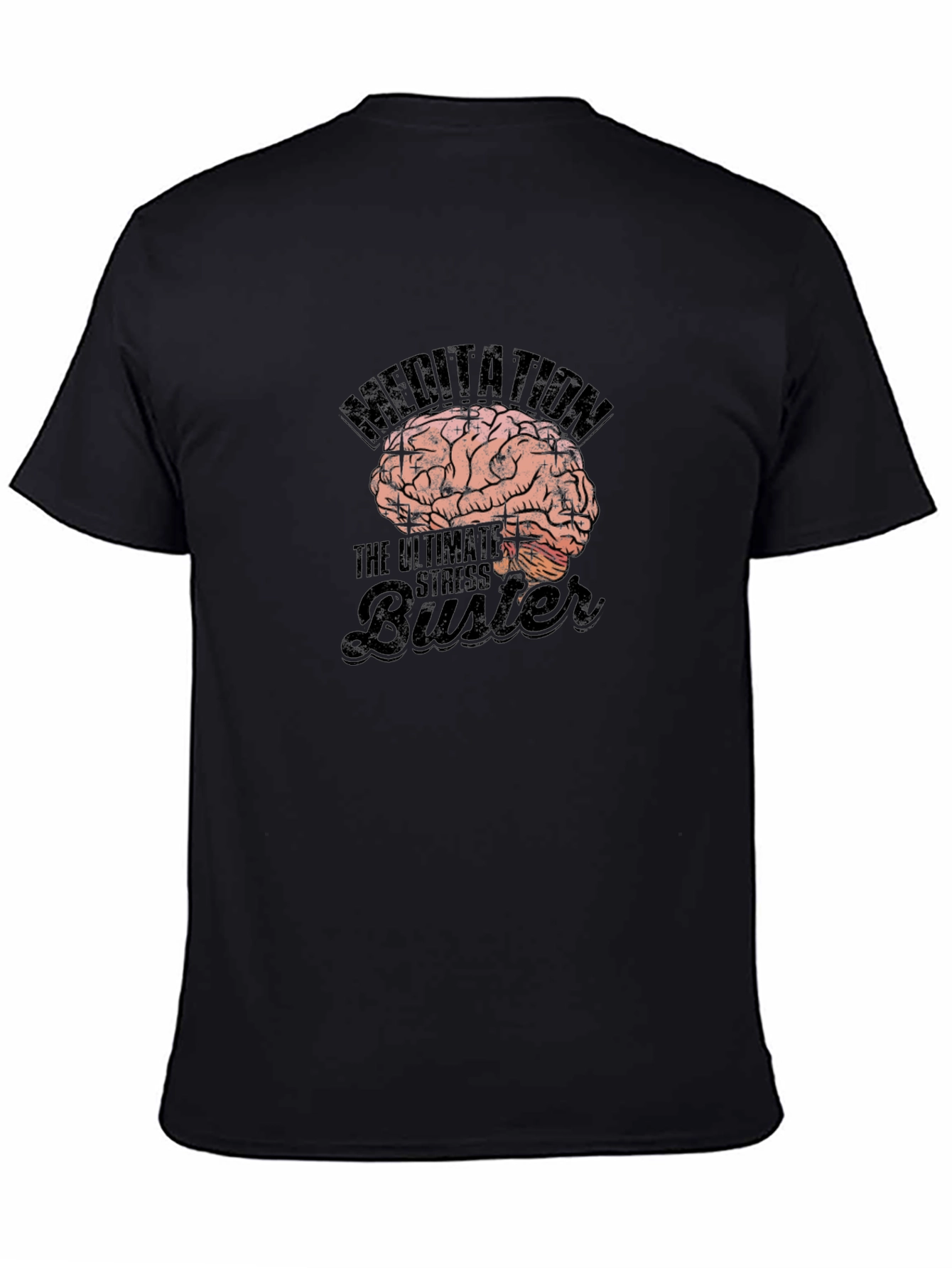 Meditation Brain Graphic Black T-Shirt