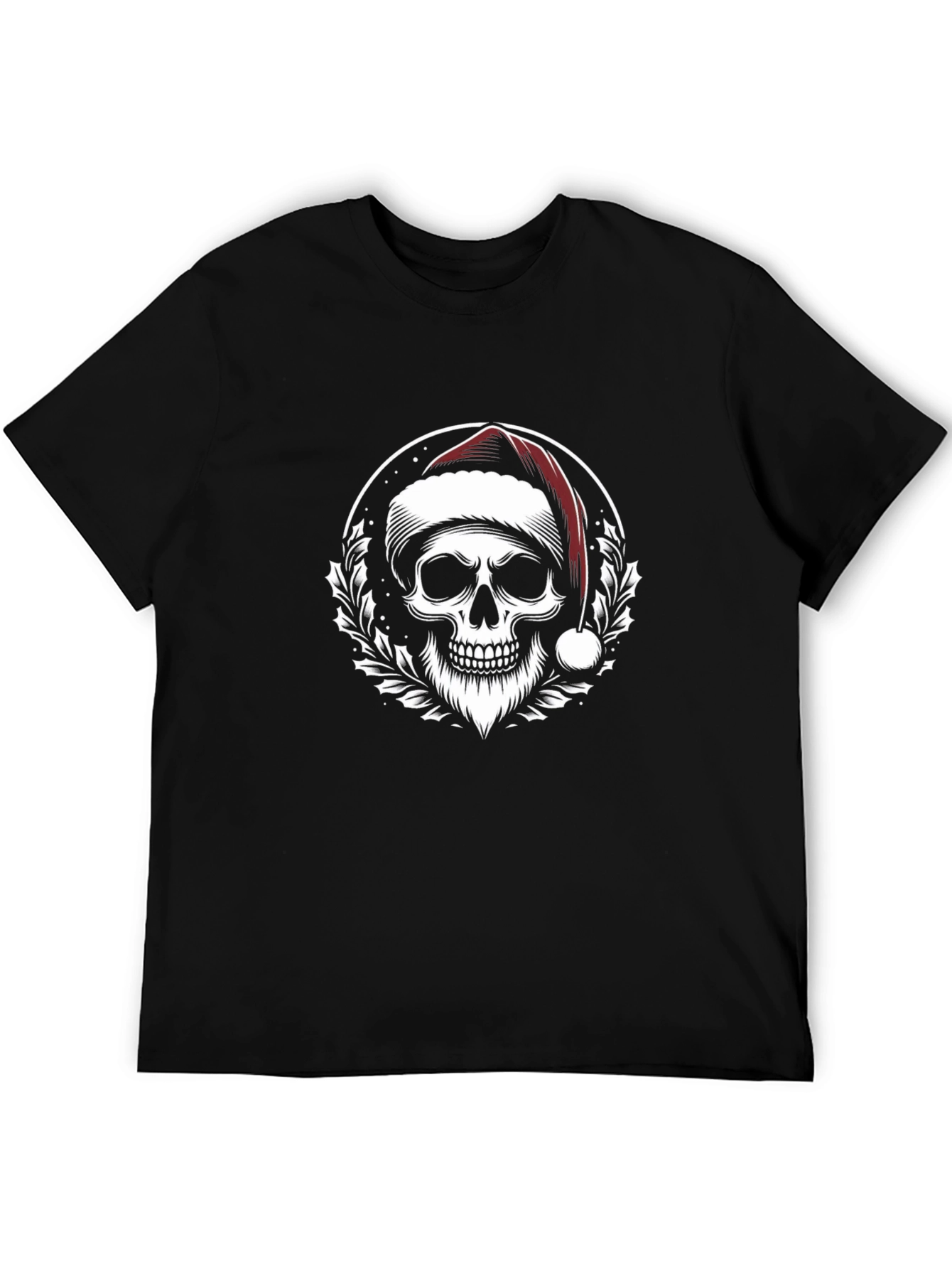 Santa Skull Graphic Tee - Holiday Humor
