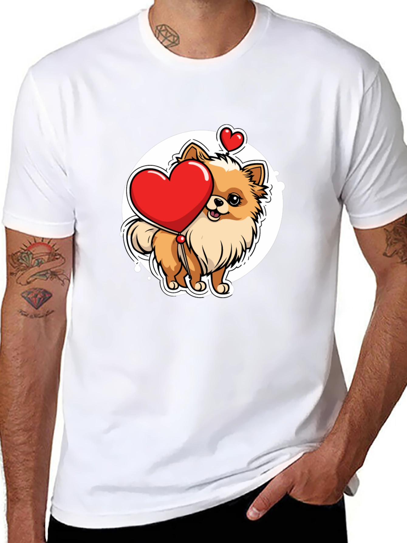Pomeranian Heart Balloon T-Shirt – Cute Dog Lover Graphic Tee Gift