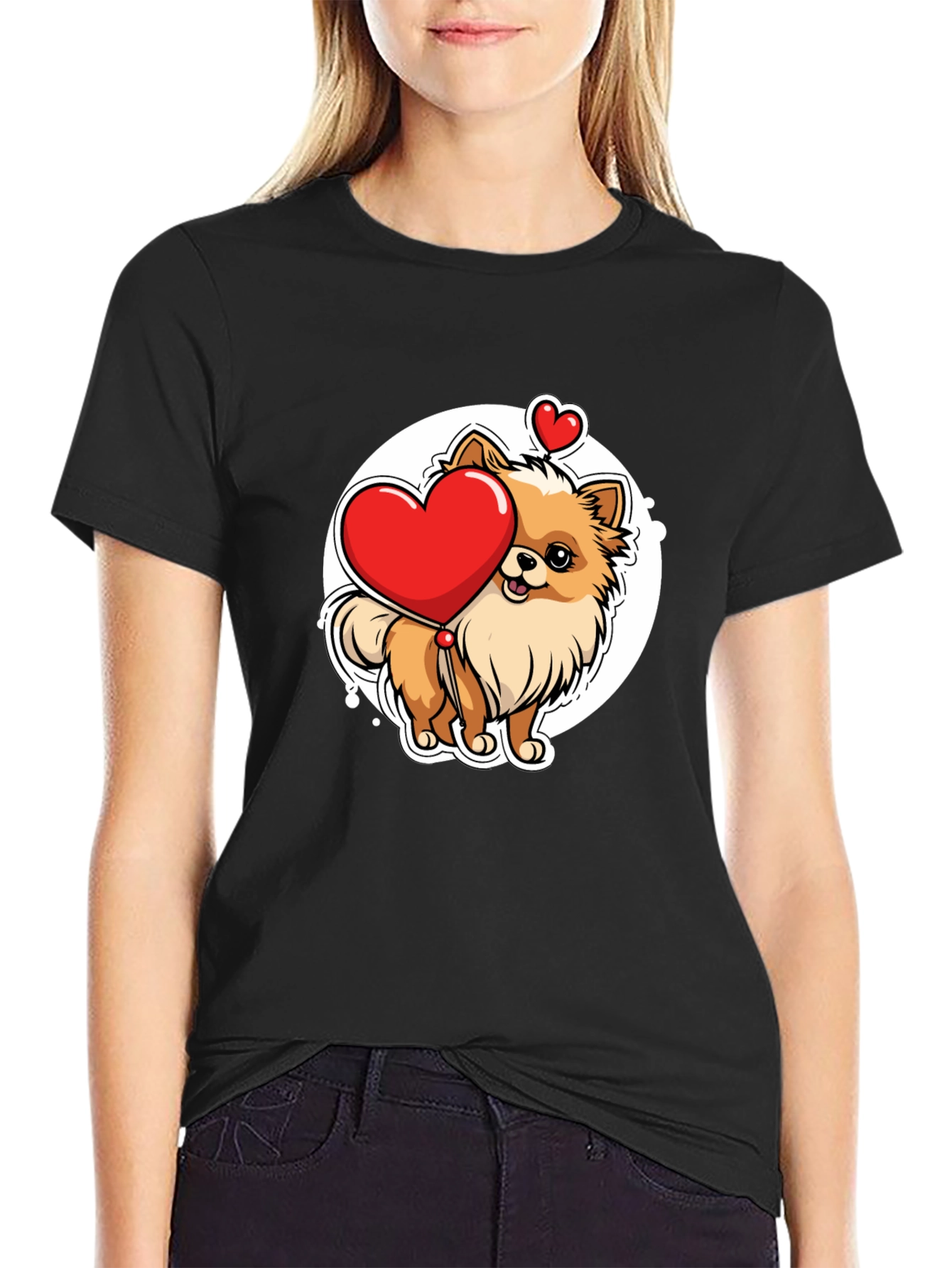 Pomeranian Heart Balloon T-Shirt – Cute Dog Lover Graphic Tee Gift