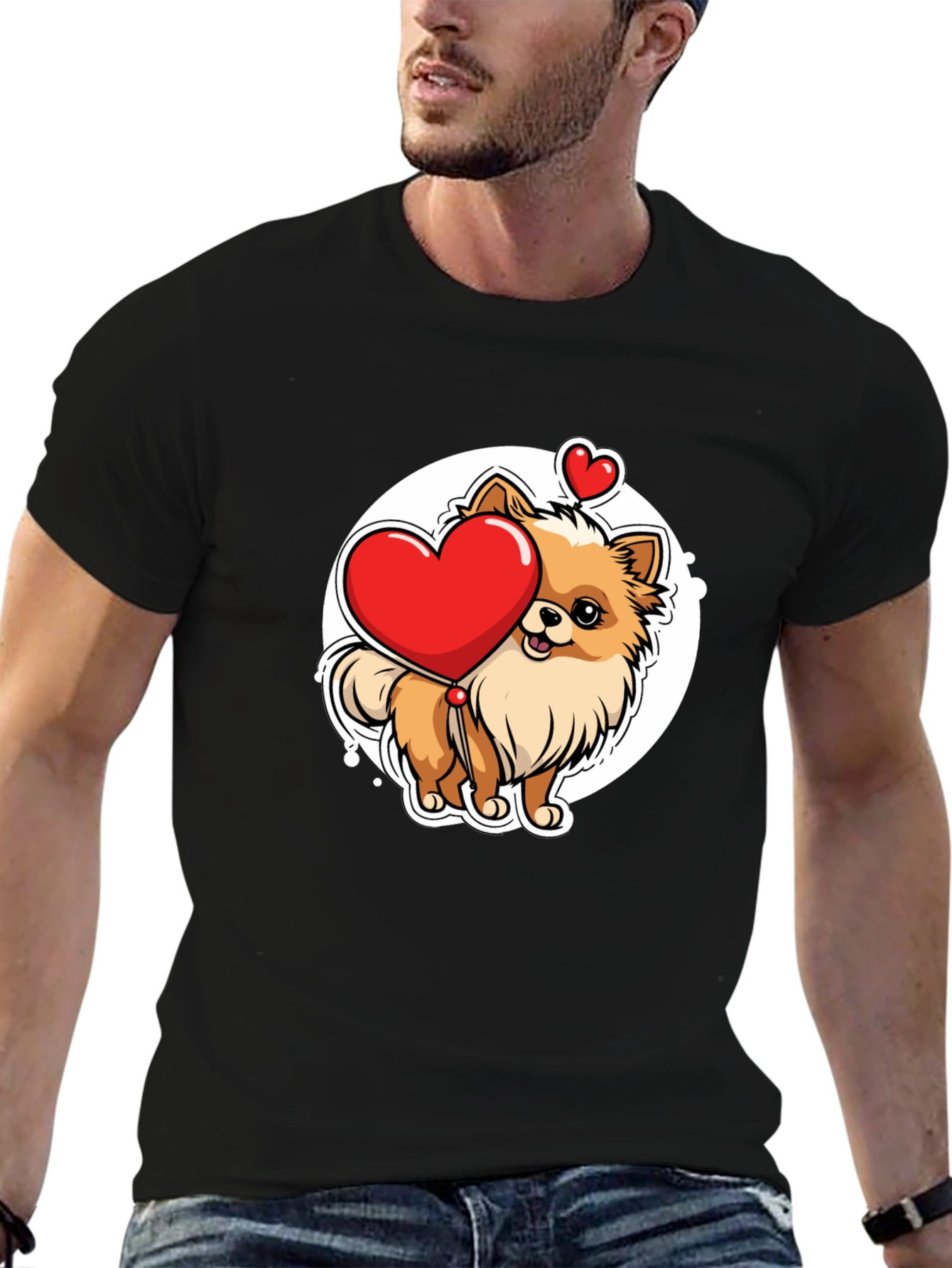 Pomeranian Heart Balloon T-Shirt – Cute Dog Lover Graphic Tee Gift