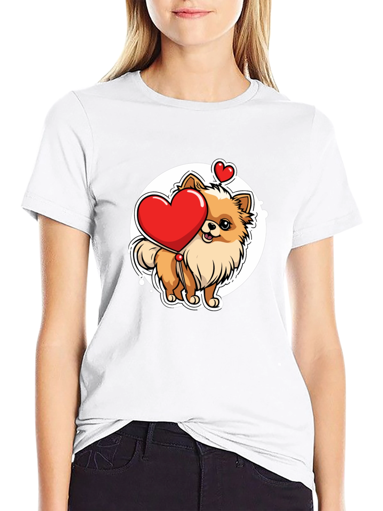 Pomeranian Heart Balloon T-Shirt – Cute Dog Lover Graphic Tee Gift