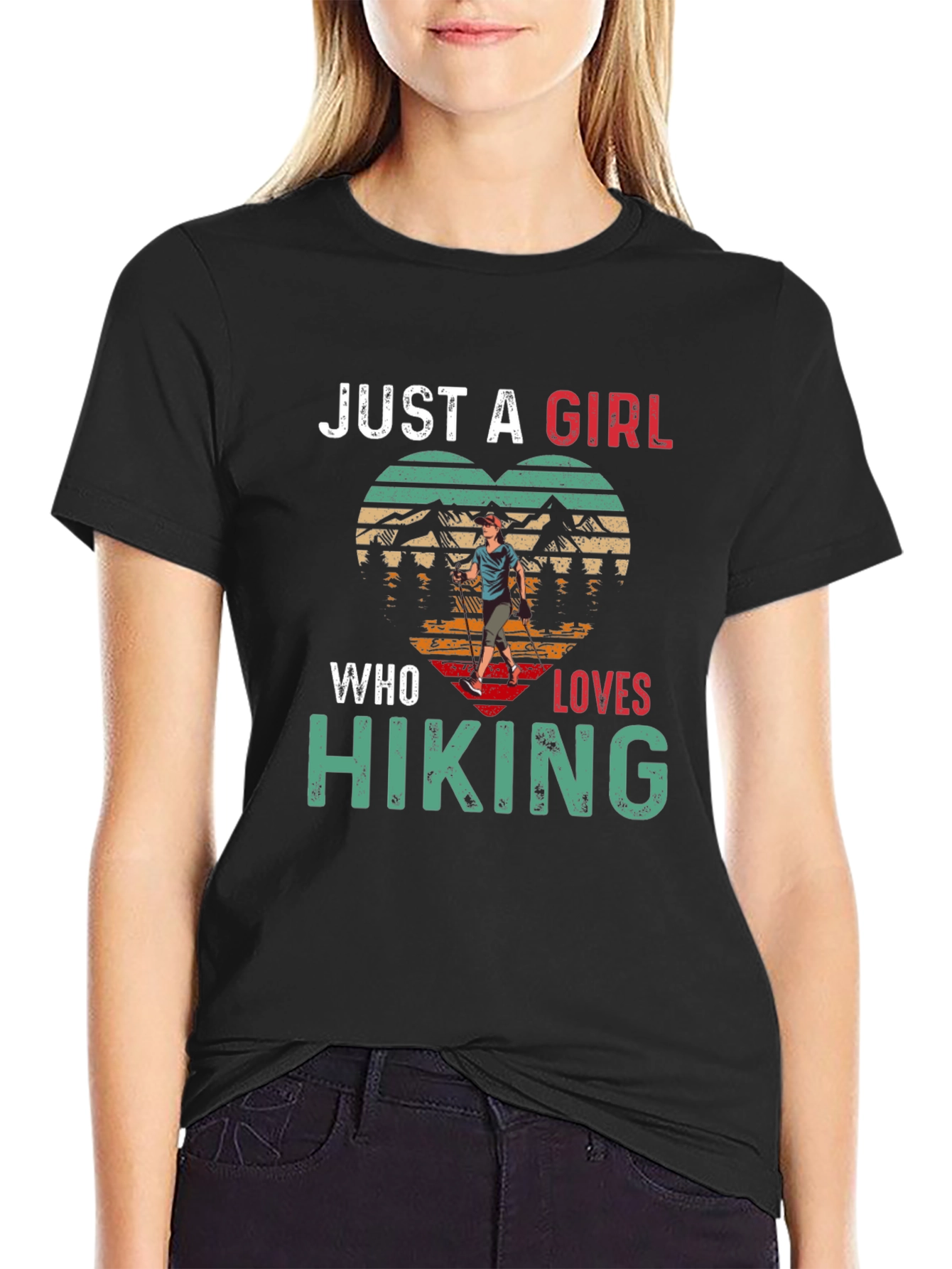 Just a Girl Who Loves Hiking Graphic T-Shirt